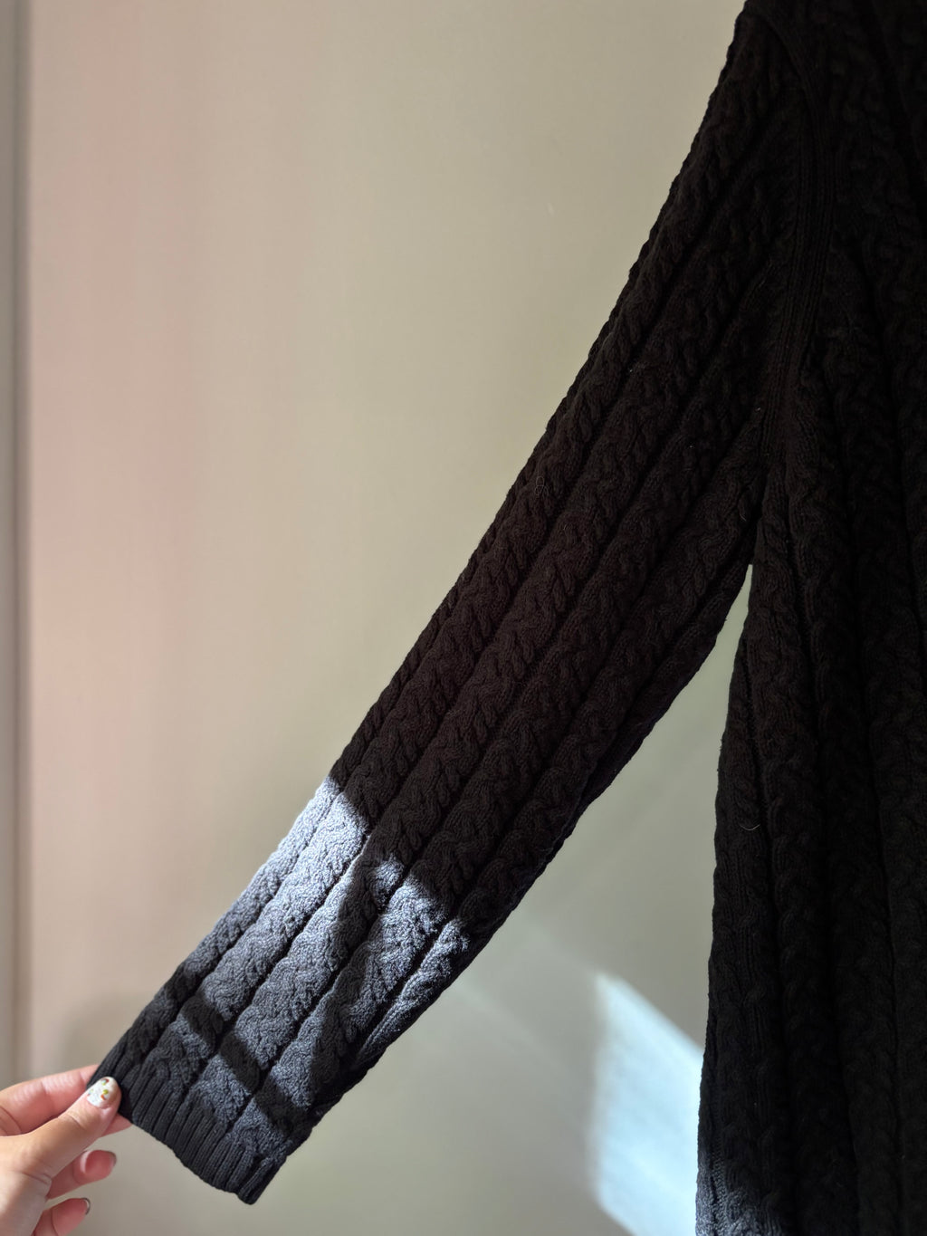 Y2K Oversized Cotton Black Cable Knit Tunic