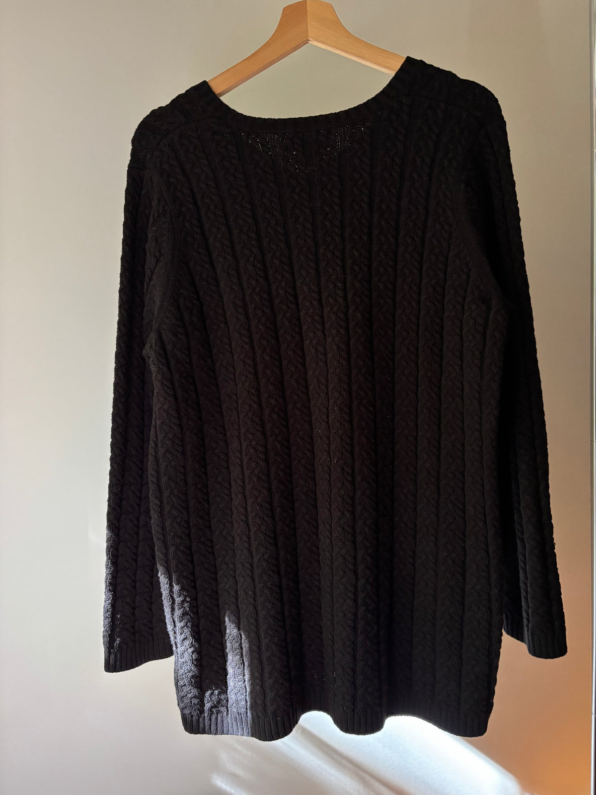 Y2K Oversized Cotton Black Cable Knit Tunic