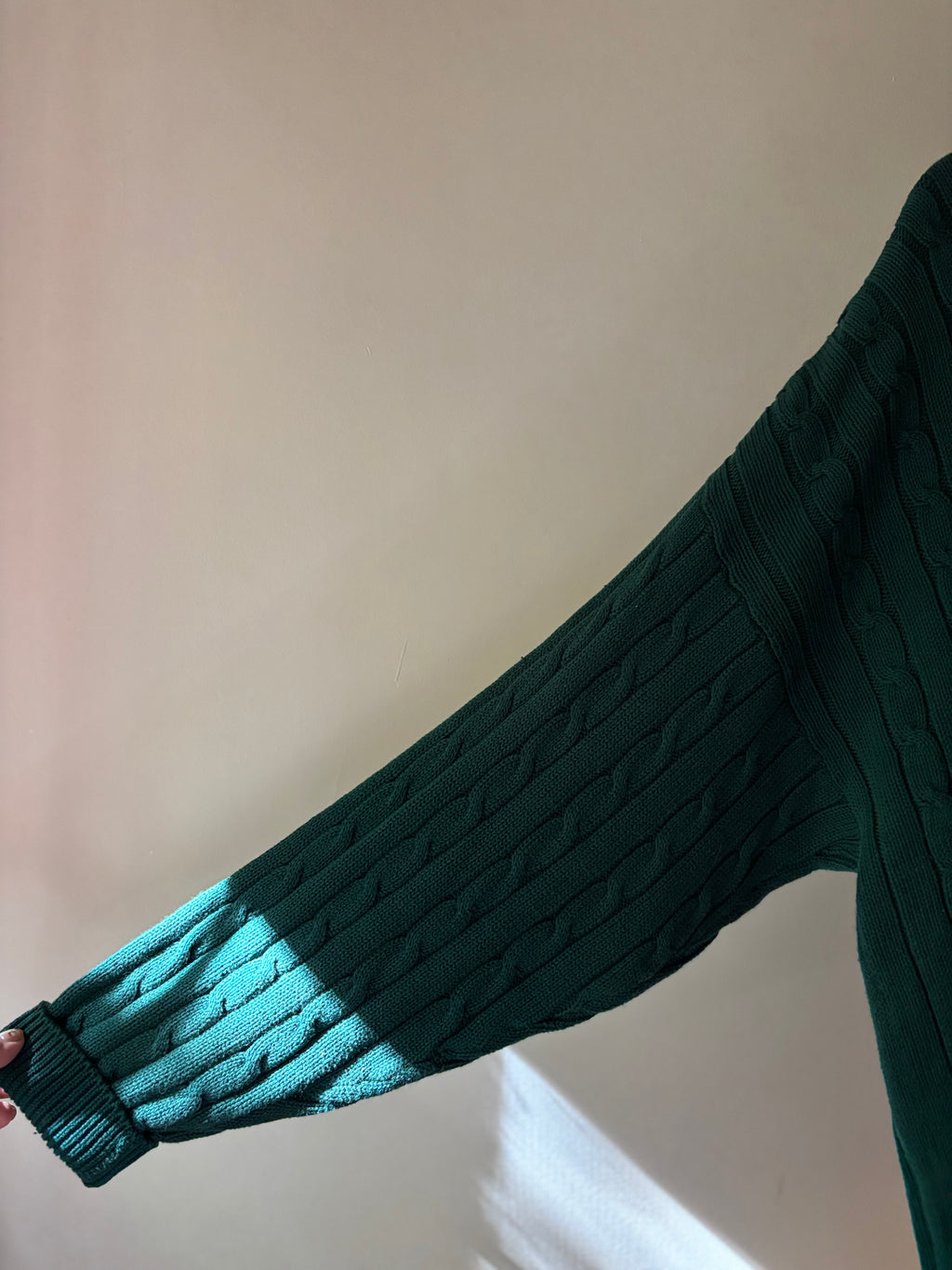 1990s Forest Green Cotton Cable knit Sweater