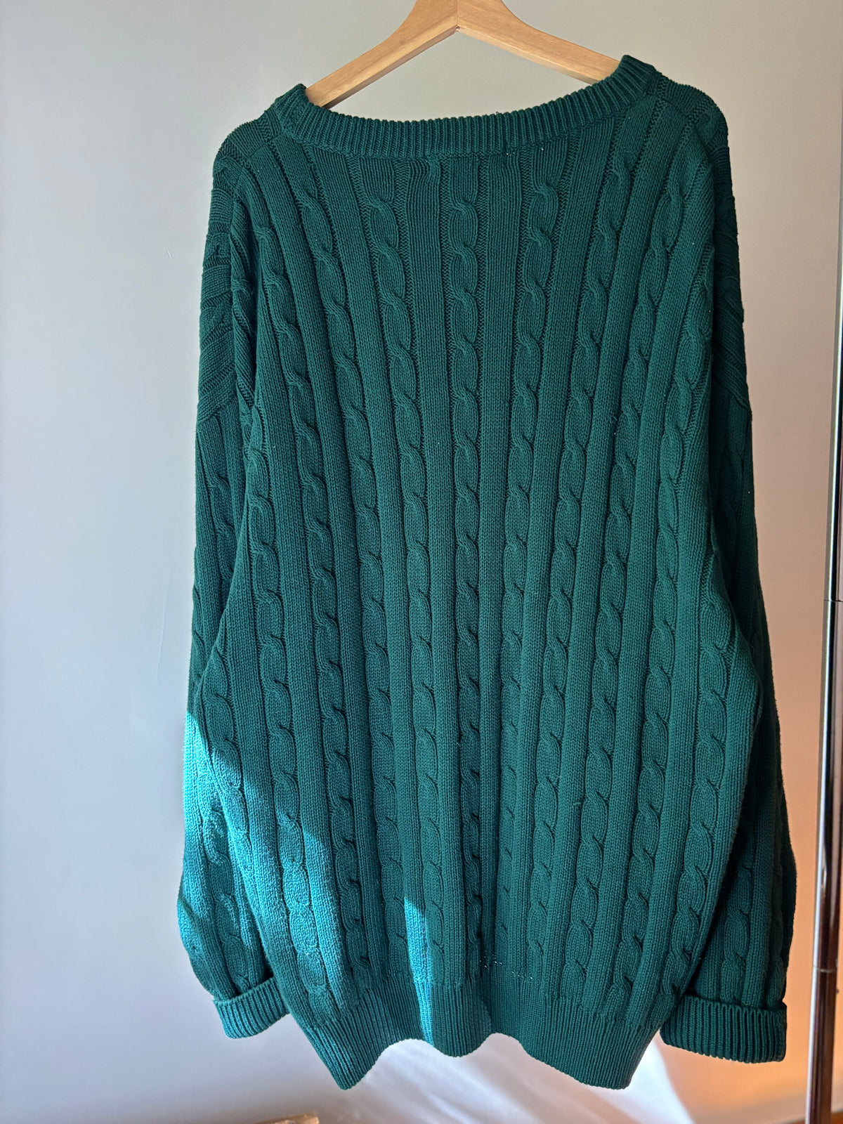 1990s Forest Green Cotton Cable knit Sweater
