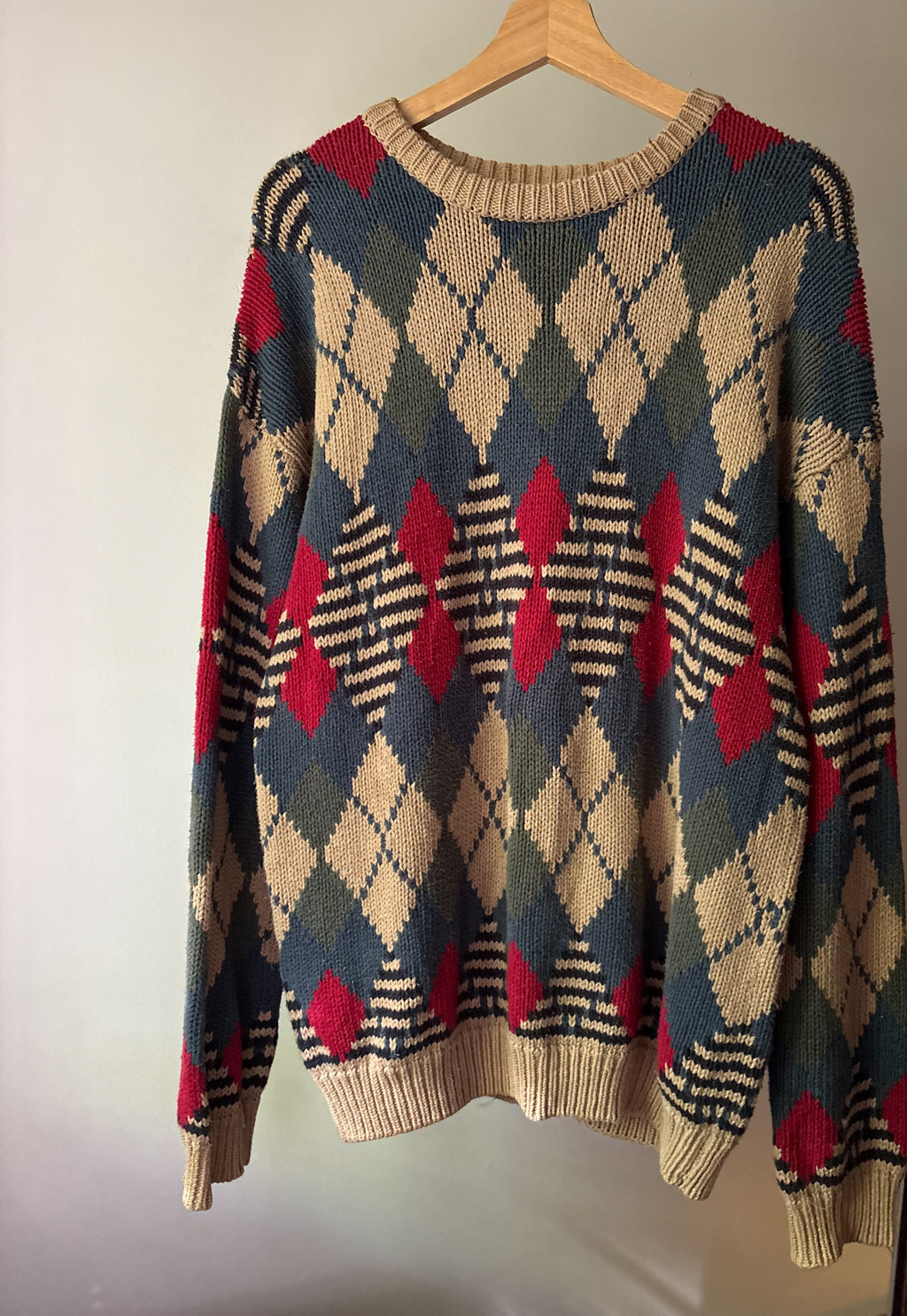 1990s Colourful Cotton Argyle Sweater