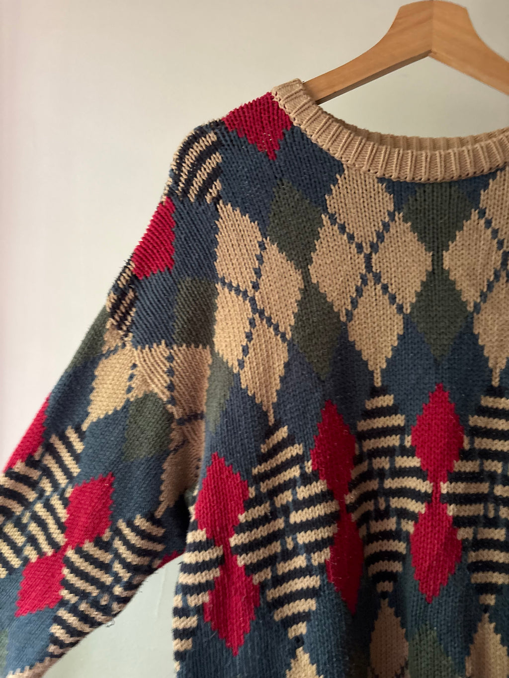 1990s Colourful Cotton Argyle Sweater