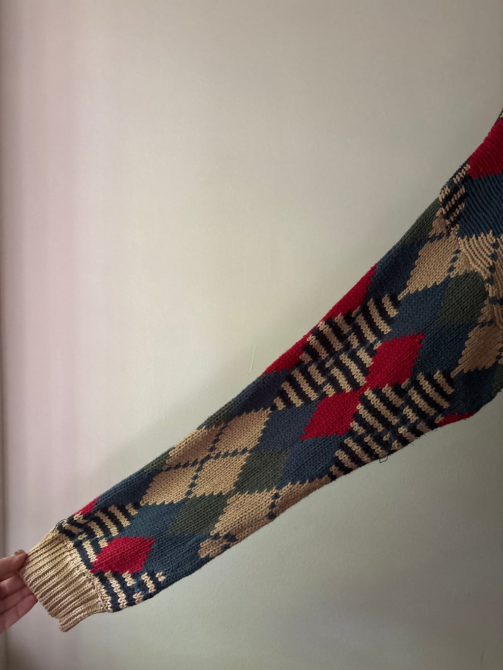 1990s Colourful Cotton Argyle Sweater