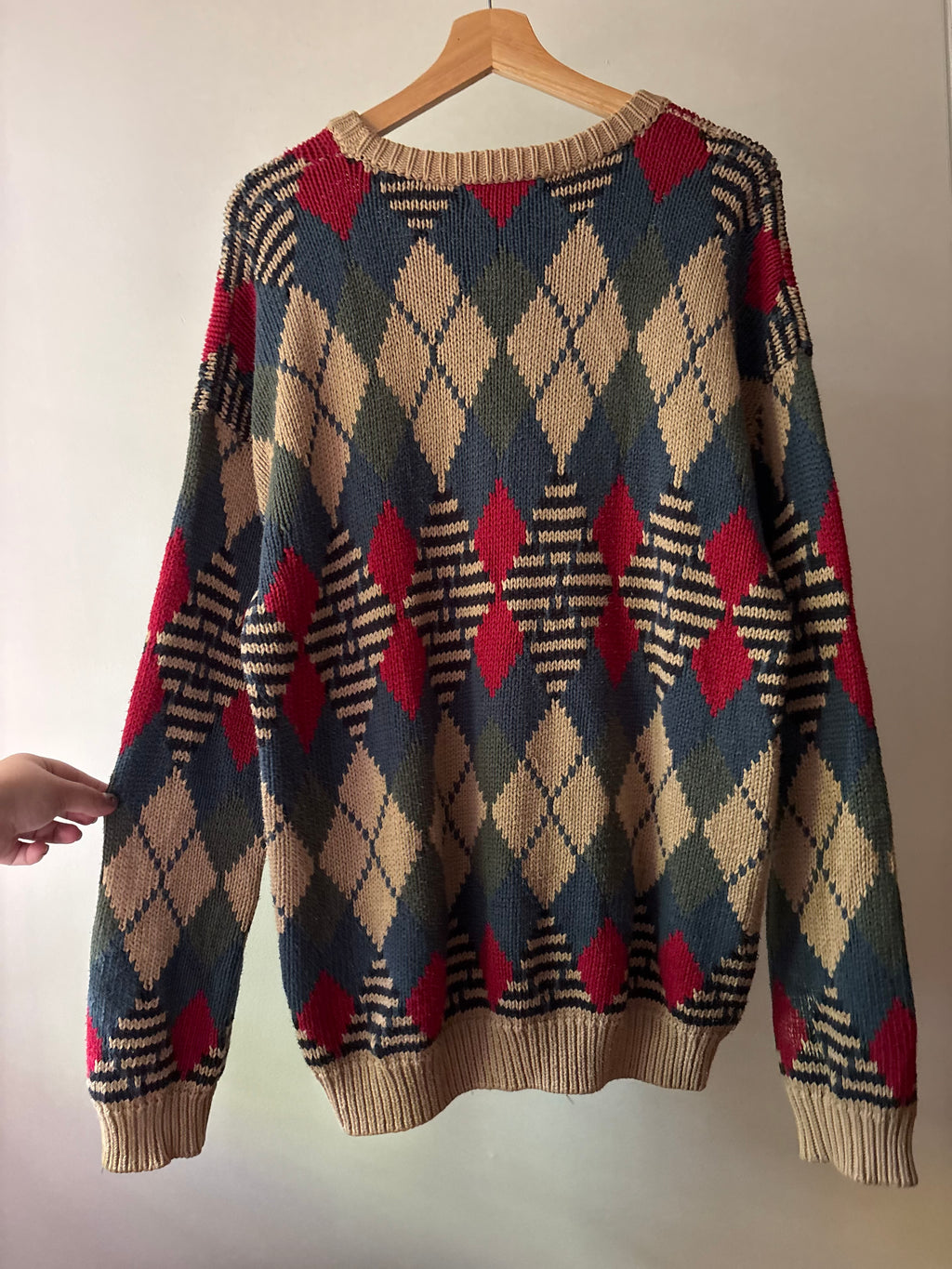1990s Colourful Cotton Argyle Sweater