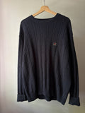 1990s Heavy Cotton Navy Cable Knit Sweater