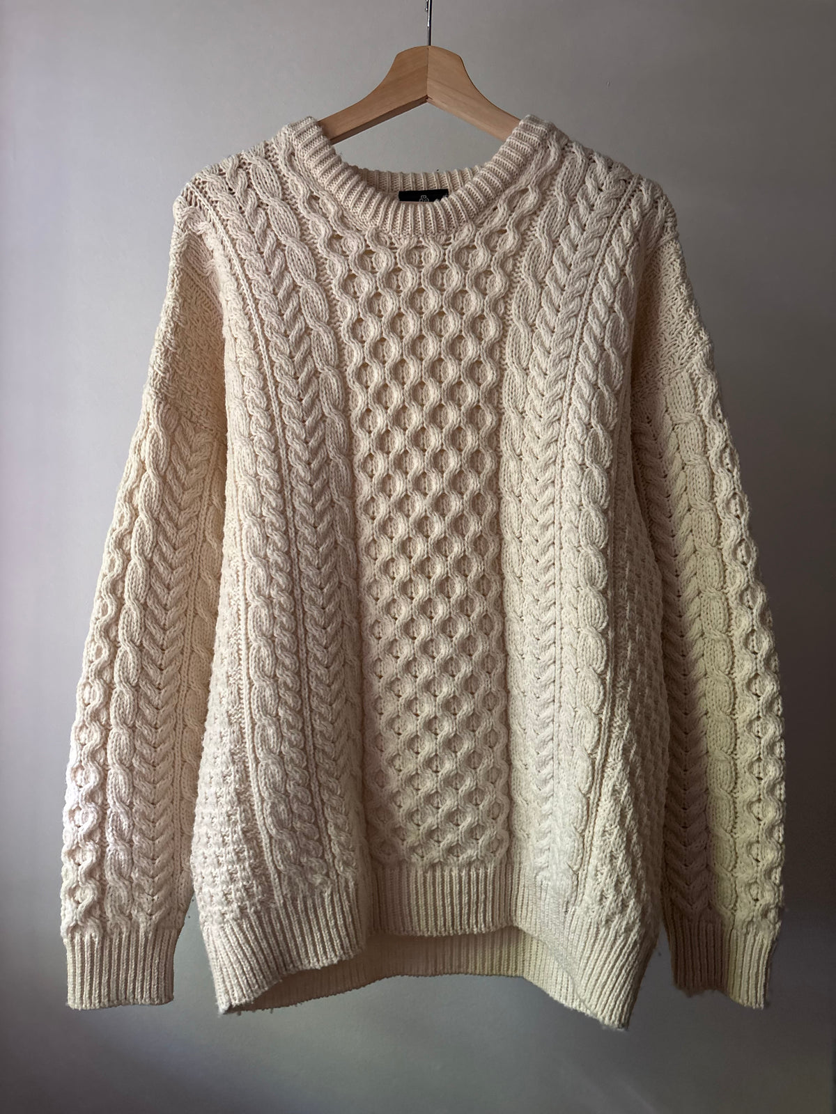 Merino Wool Cream Aran Sweater | Made in Ireland