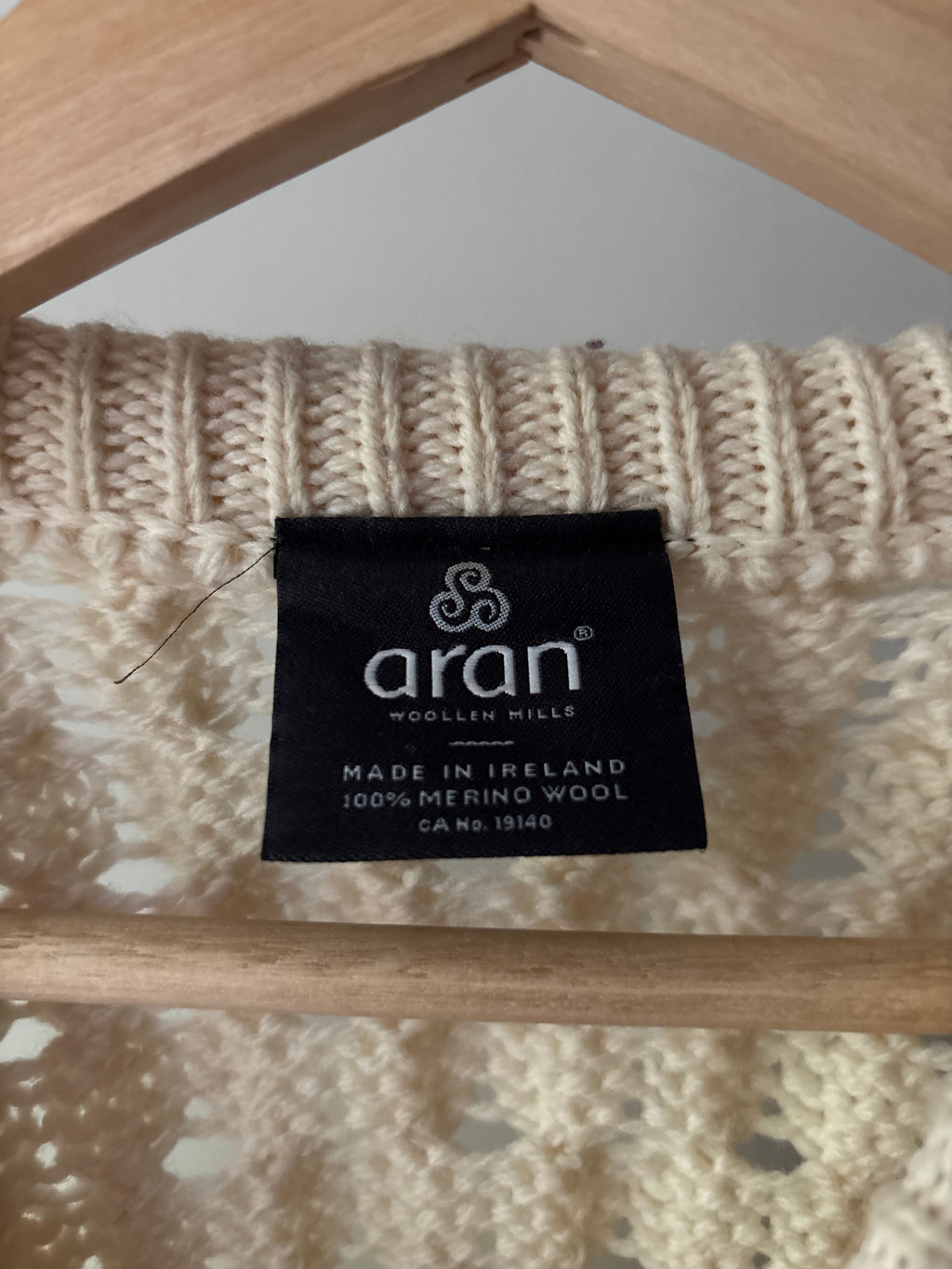 Merino Wool Cream Aran Sweater | Made in Ireland