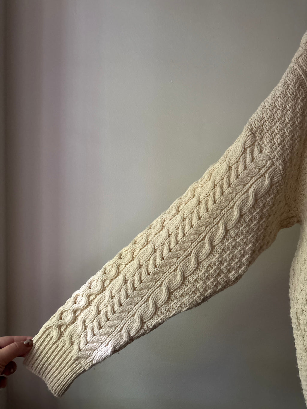 Merino Wool Cream Aran Sweater | Made in Ireland