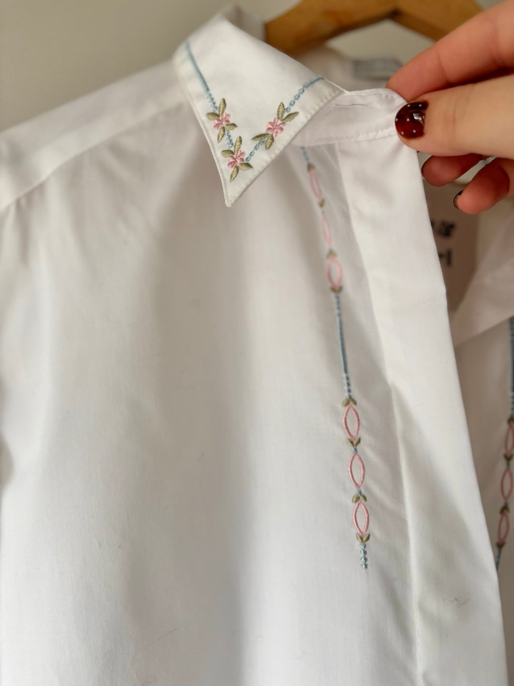 1990s Embroidered Floral Oversized Blouse