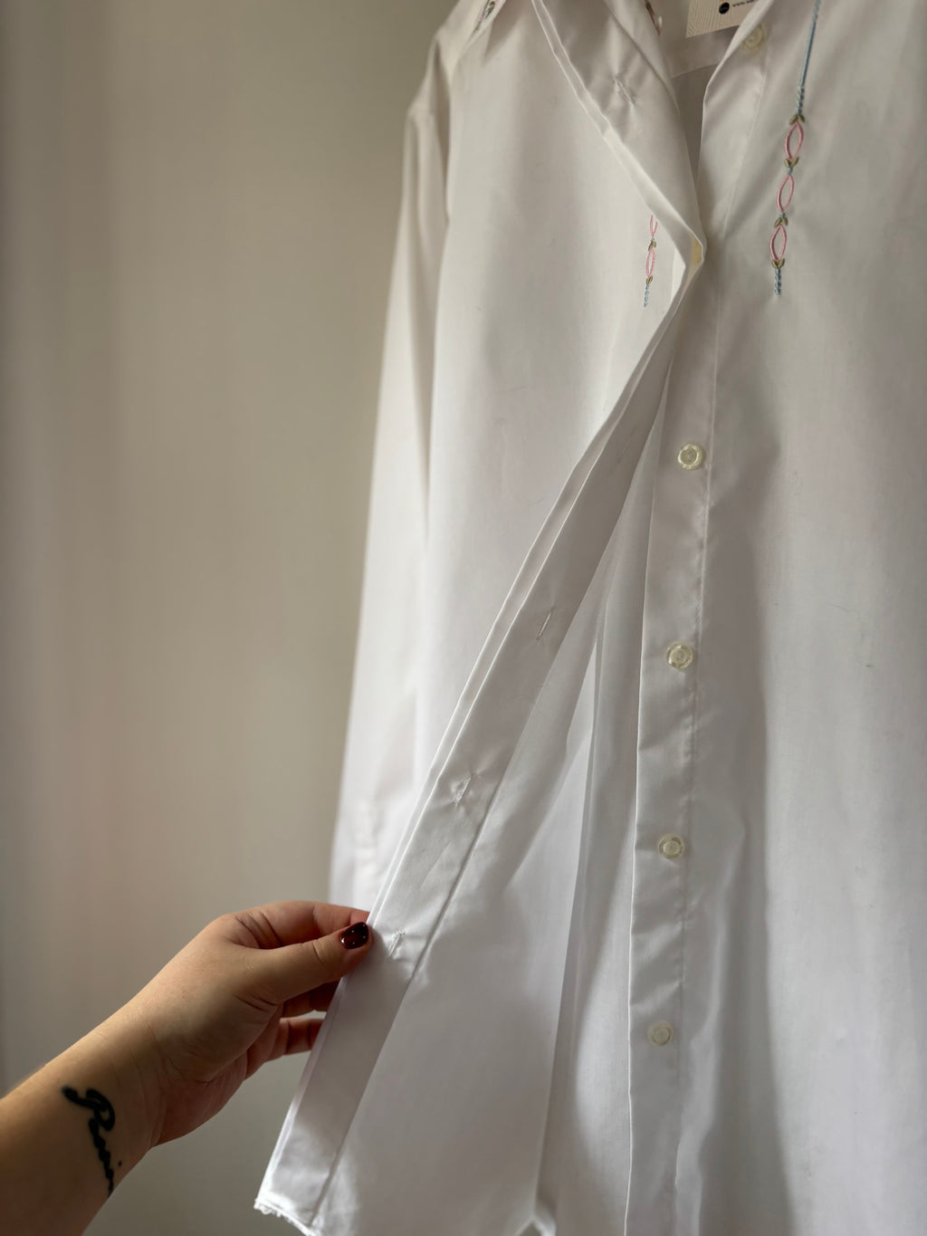 1990s Embroidered Floral Oversized Blouse