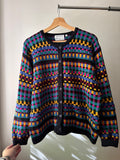 1990s Oversized Colourful Hand Framed Knit Boxy Cardigan
