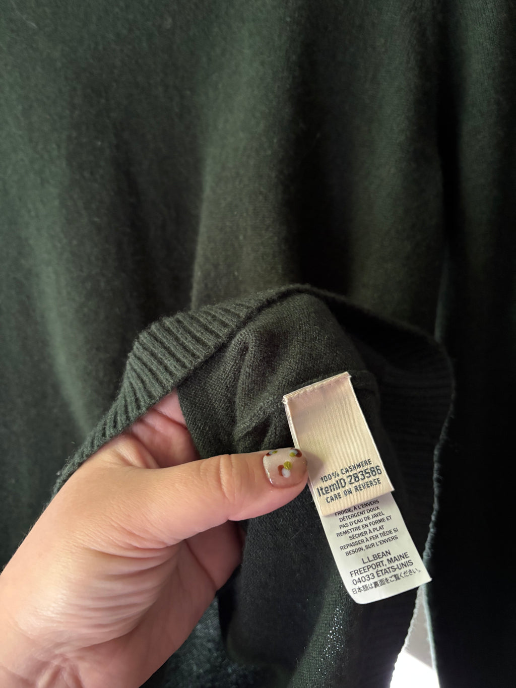 L.L. Bean Forest Green Cashmere Sweater