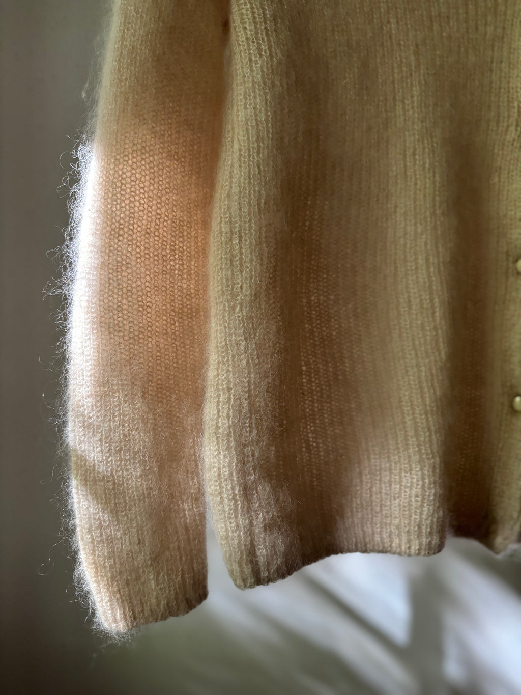 Soft Cream Mohair & Alpaca Wool Cardigan