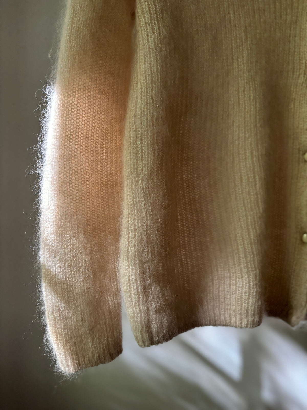 Soft Cream Mohair & Alpaca Wool Cardigan