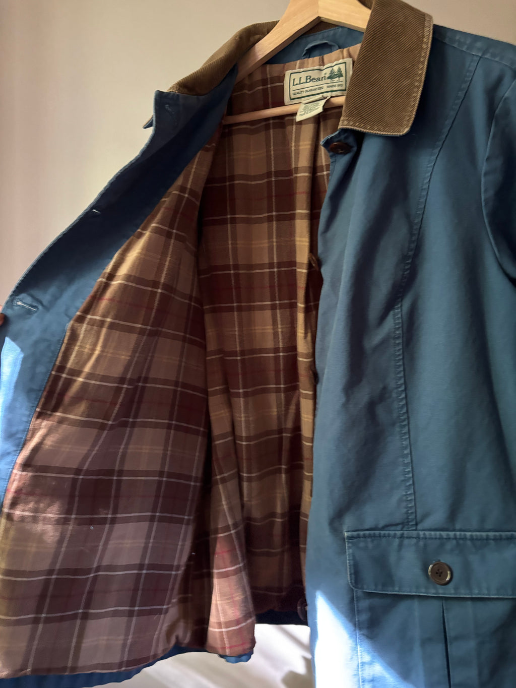 Vintage Blue L.L. Bean Chore Coat with Plaid Lining