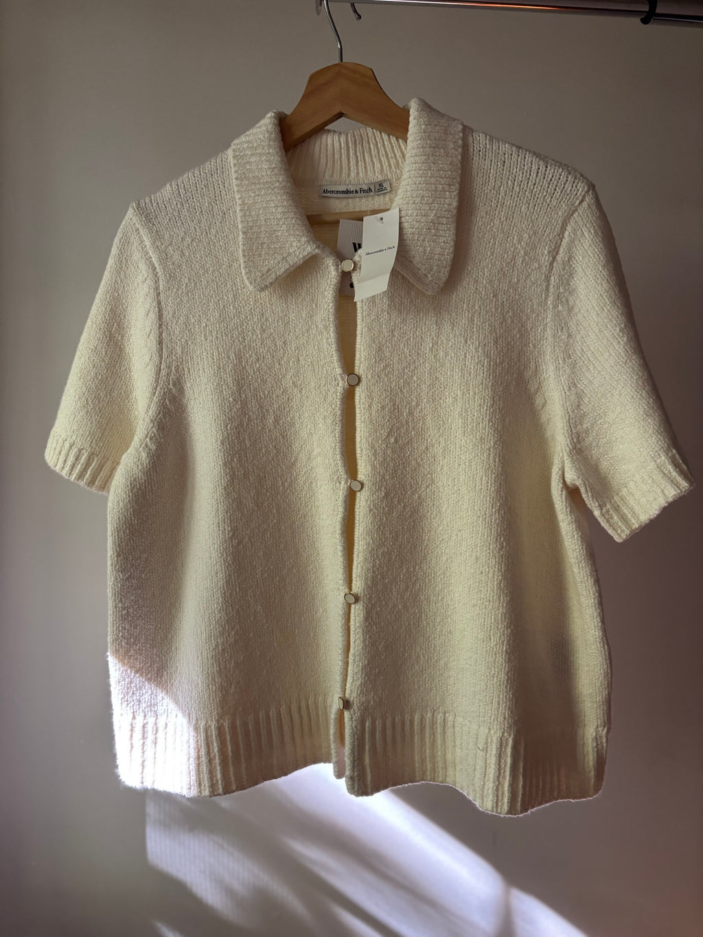 Soft Cream Short Sleeve Cardigan (NWT)