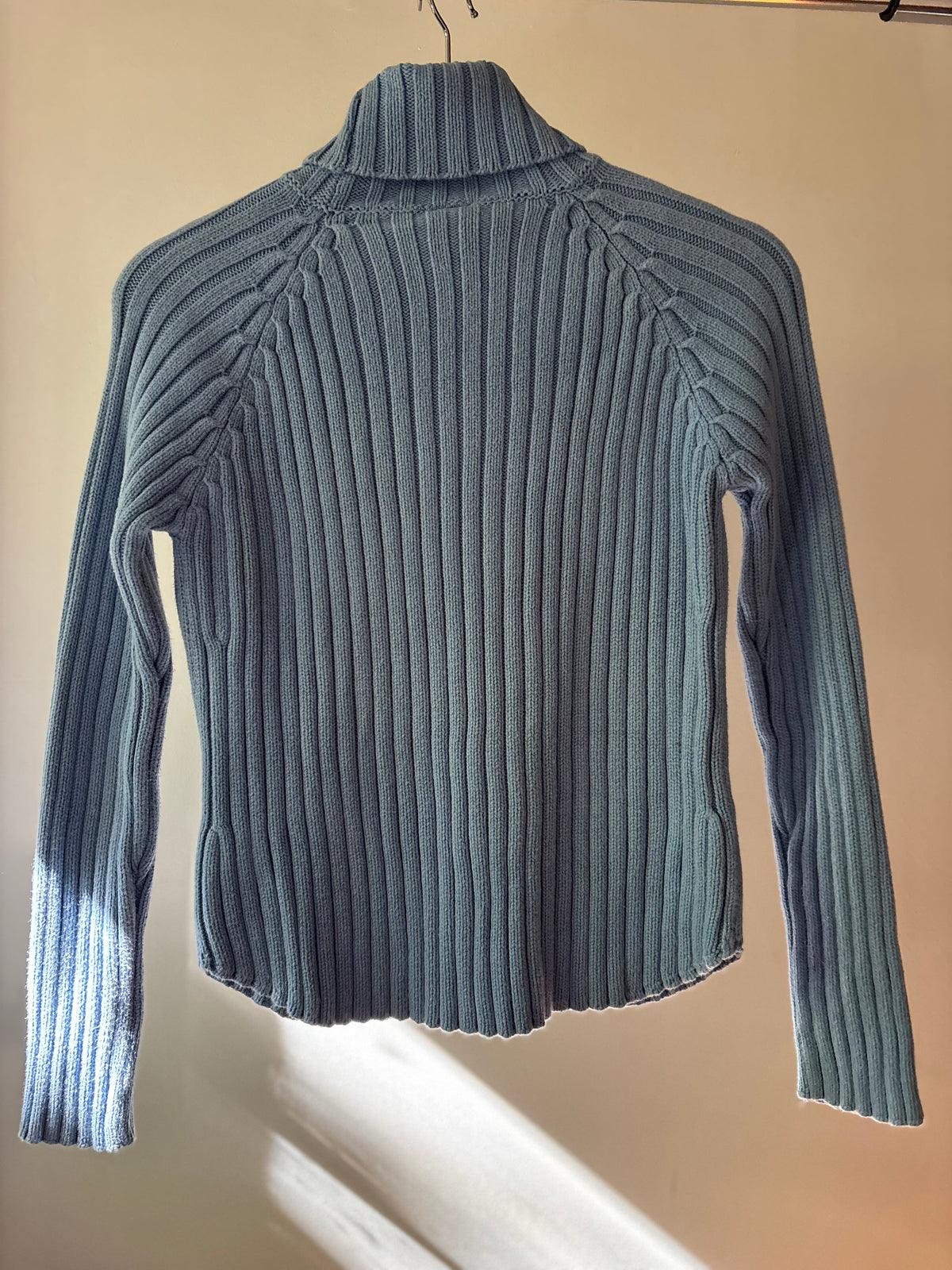 Y2K Heavy Cotton Baby Blue Turtleneck Sweater