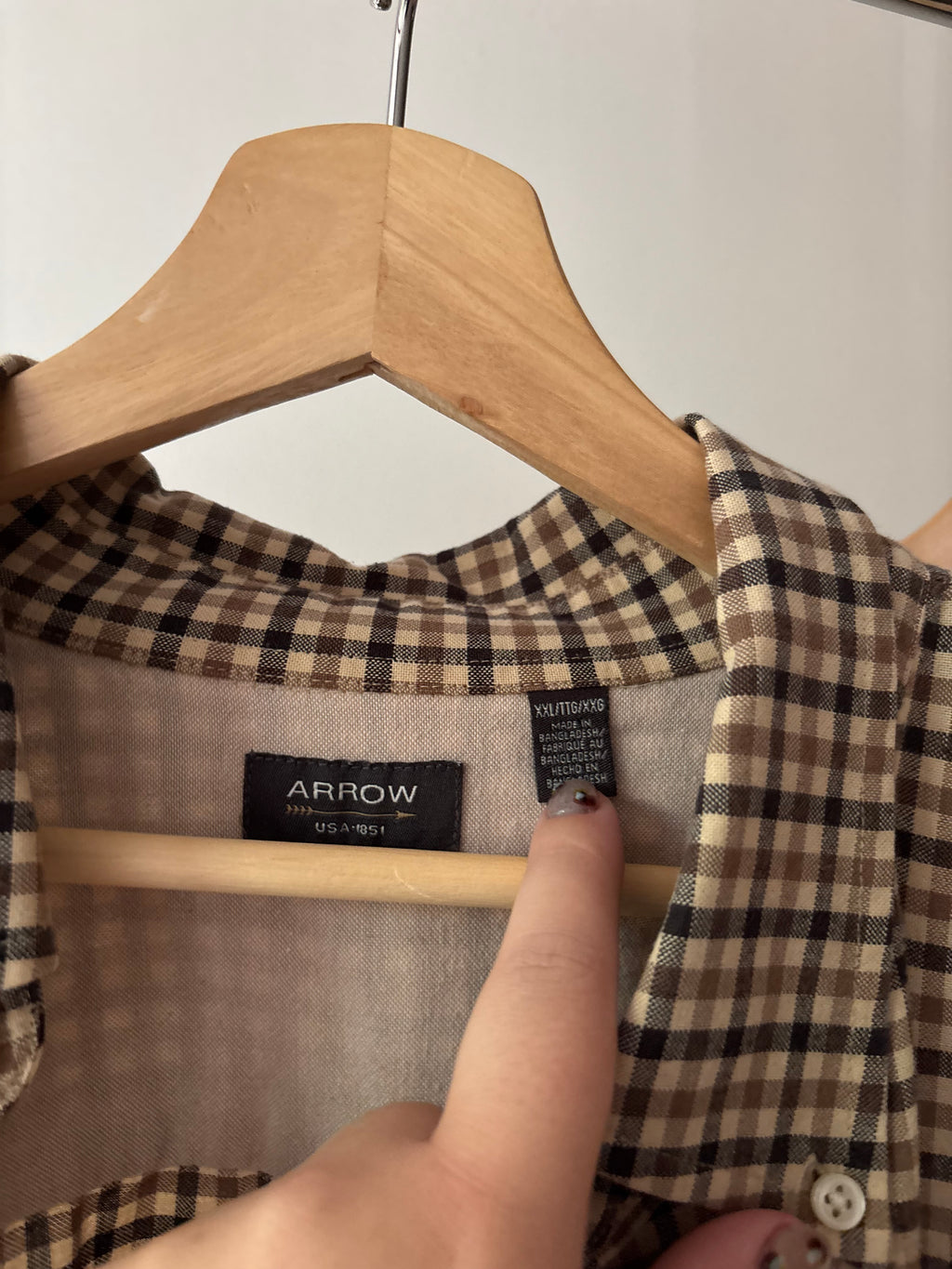 Vintage Brown Check Boxy Flannel with Baggy Sleeves