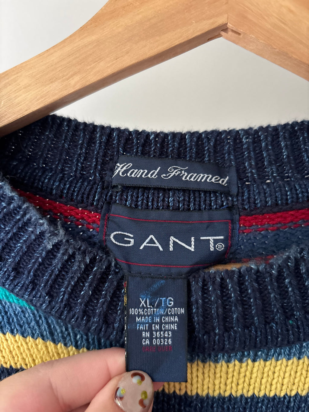 1990s Colourful Hand Framed Striped Cotton Sweater