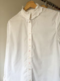Upcycled Ruffled Blouse with Embroidered Bows