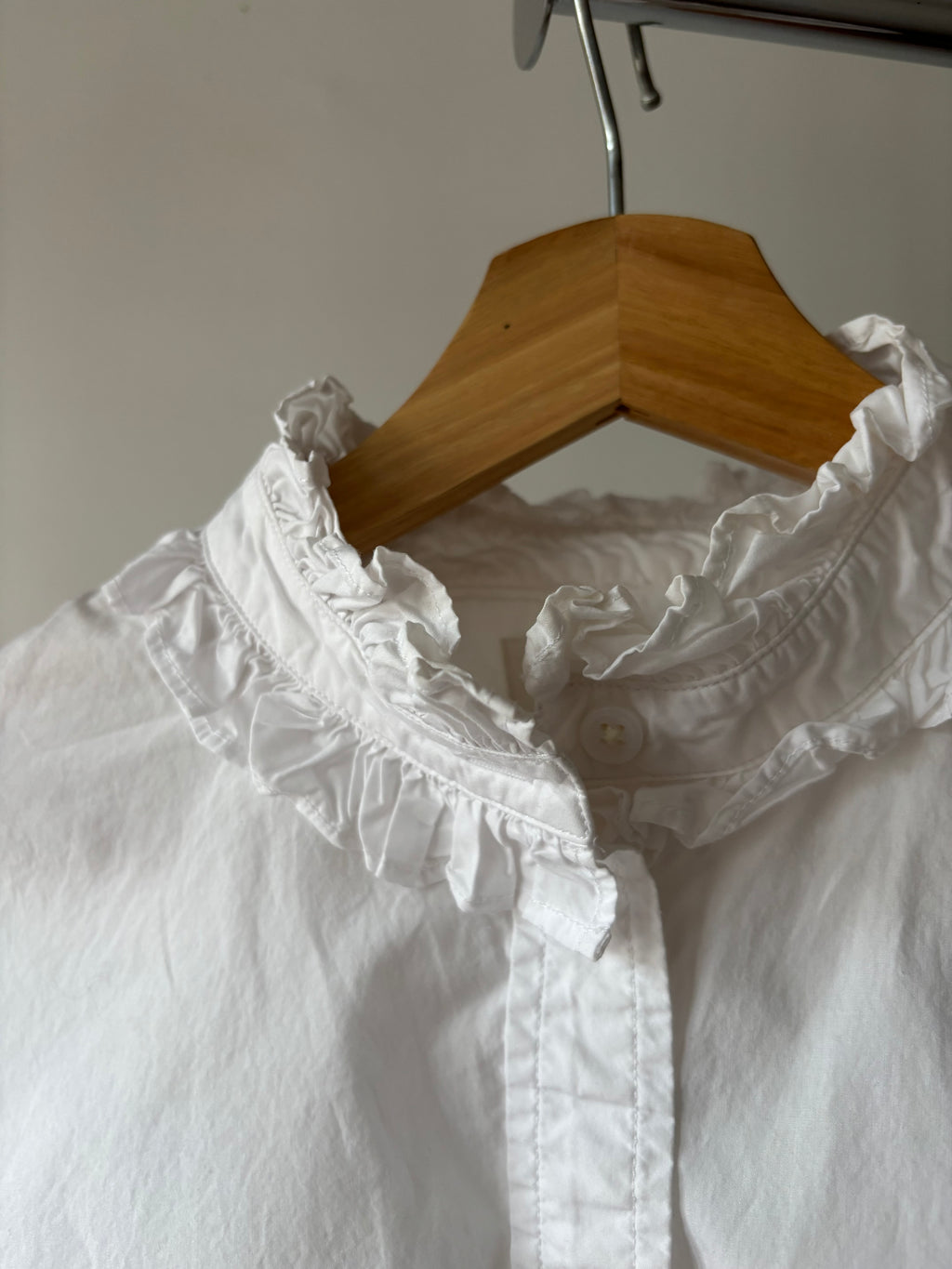 Upcycled Ruffled Blouse with Embroidered Bows