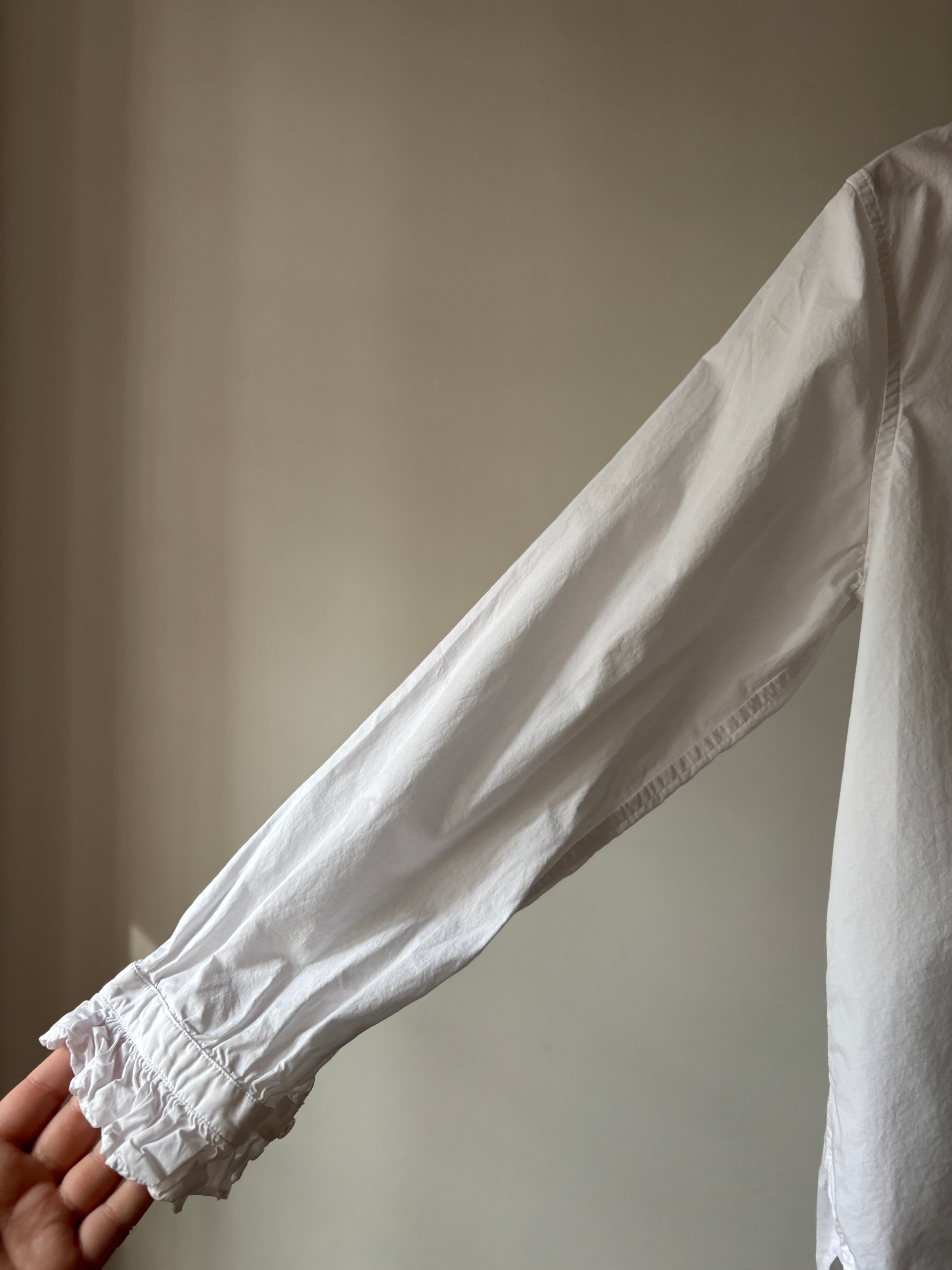 Upcycled Ruffled Blouse with Embroidered Bows