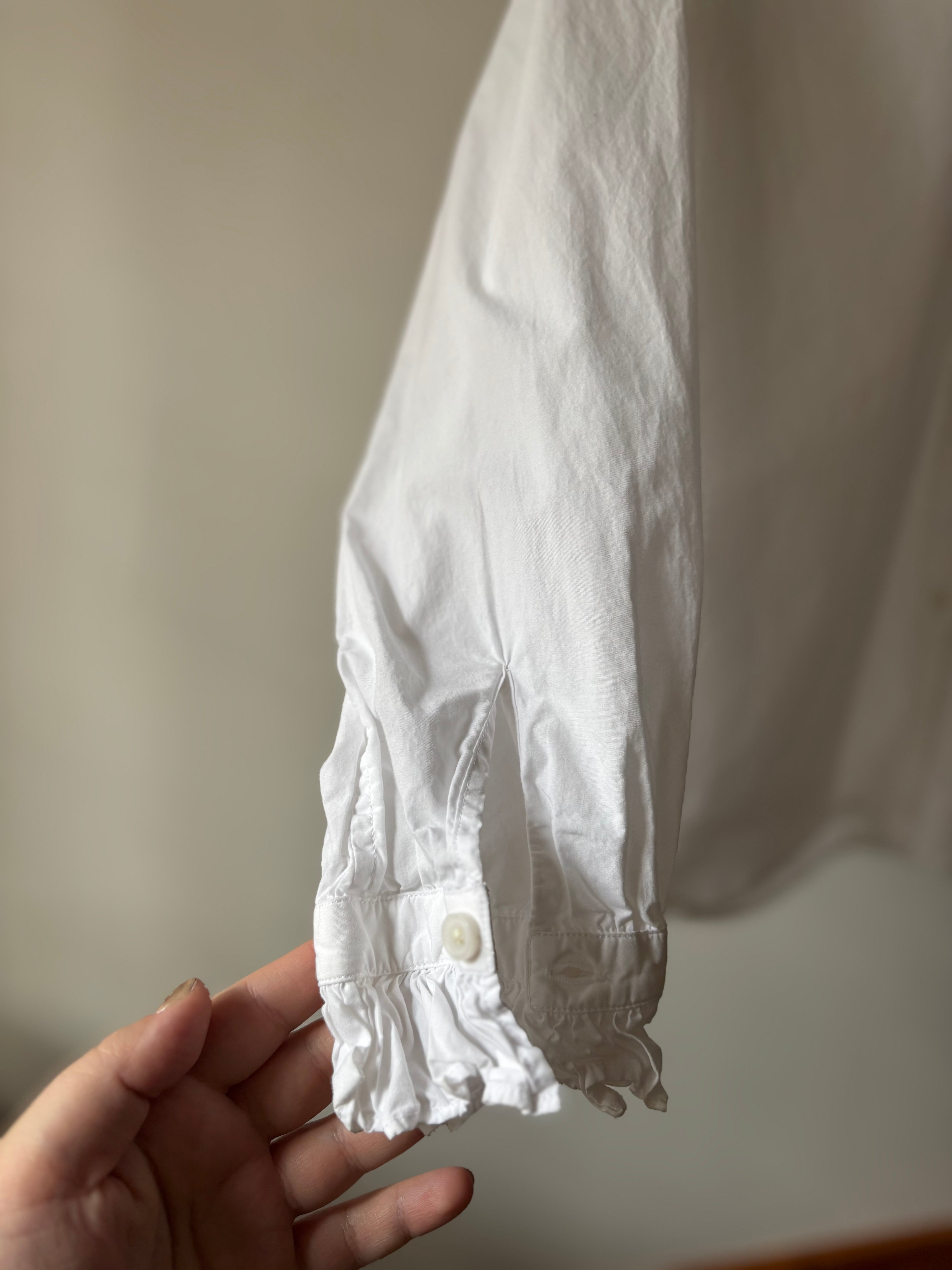 Upcycled Ruffled Blouse with Embroidered Bows