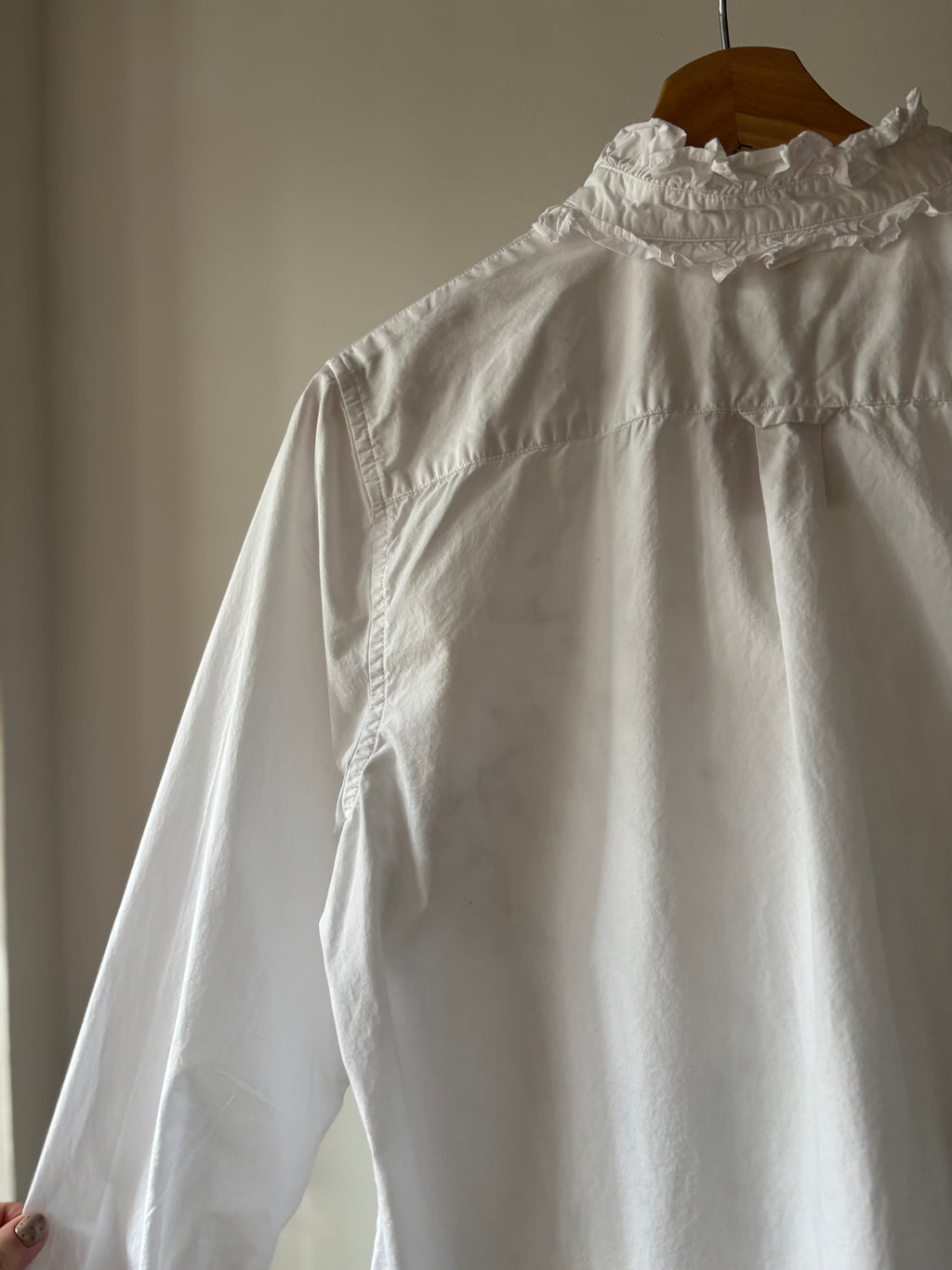 Upcycled Ruffled Blouse with Embroidered Bows