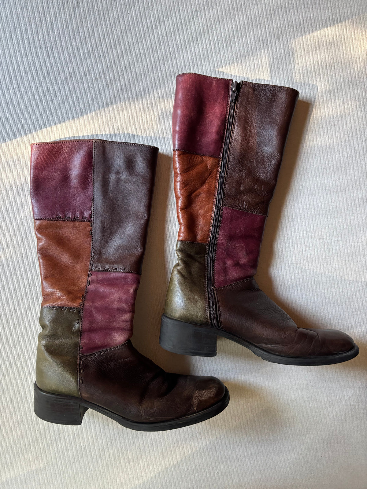 Vintage Leather Patchwork Boots | Size 6