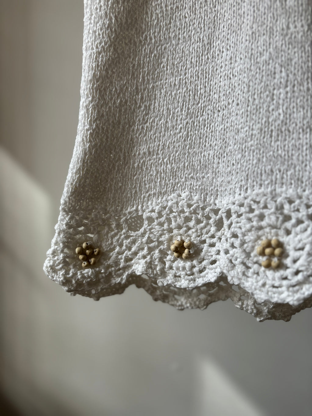 1990s Knit Tank Top with Beaded flowers