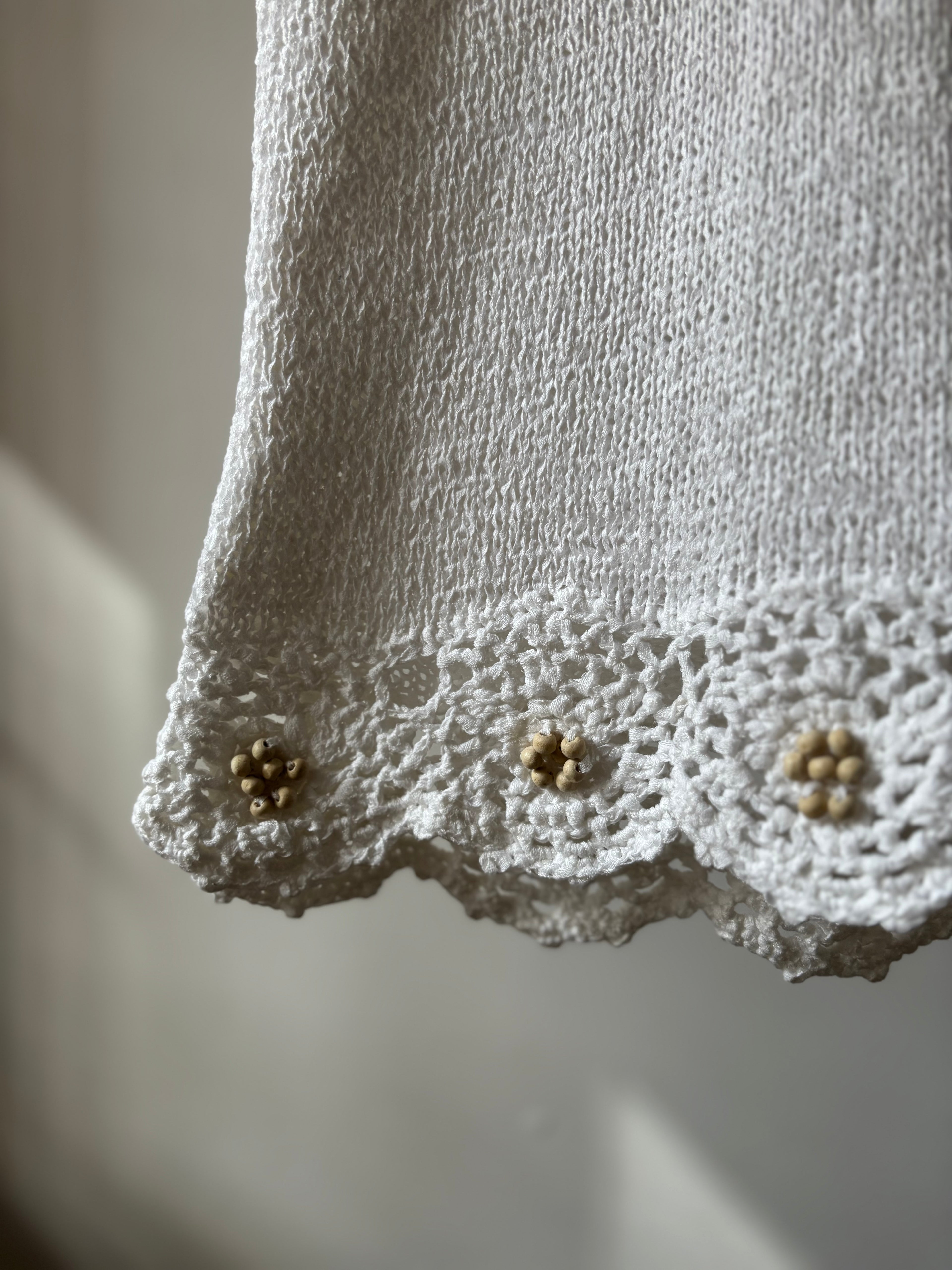 1990s Knit Tank Top with Beaded flowers