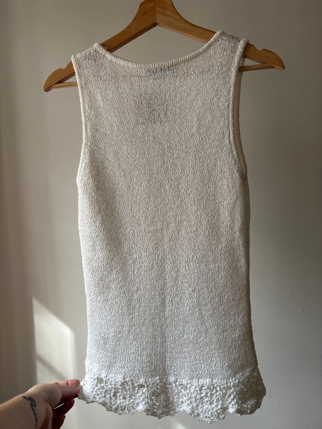 1990s Knit Tank Top with Beaded flowers