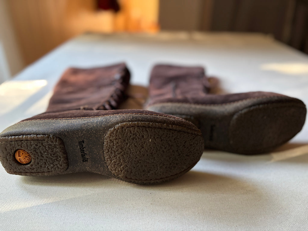 Y2K Brown Suede Boots with Sherpa Lining | Size 8
