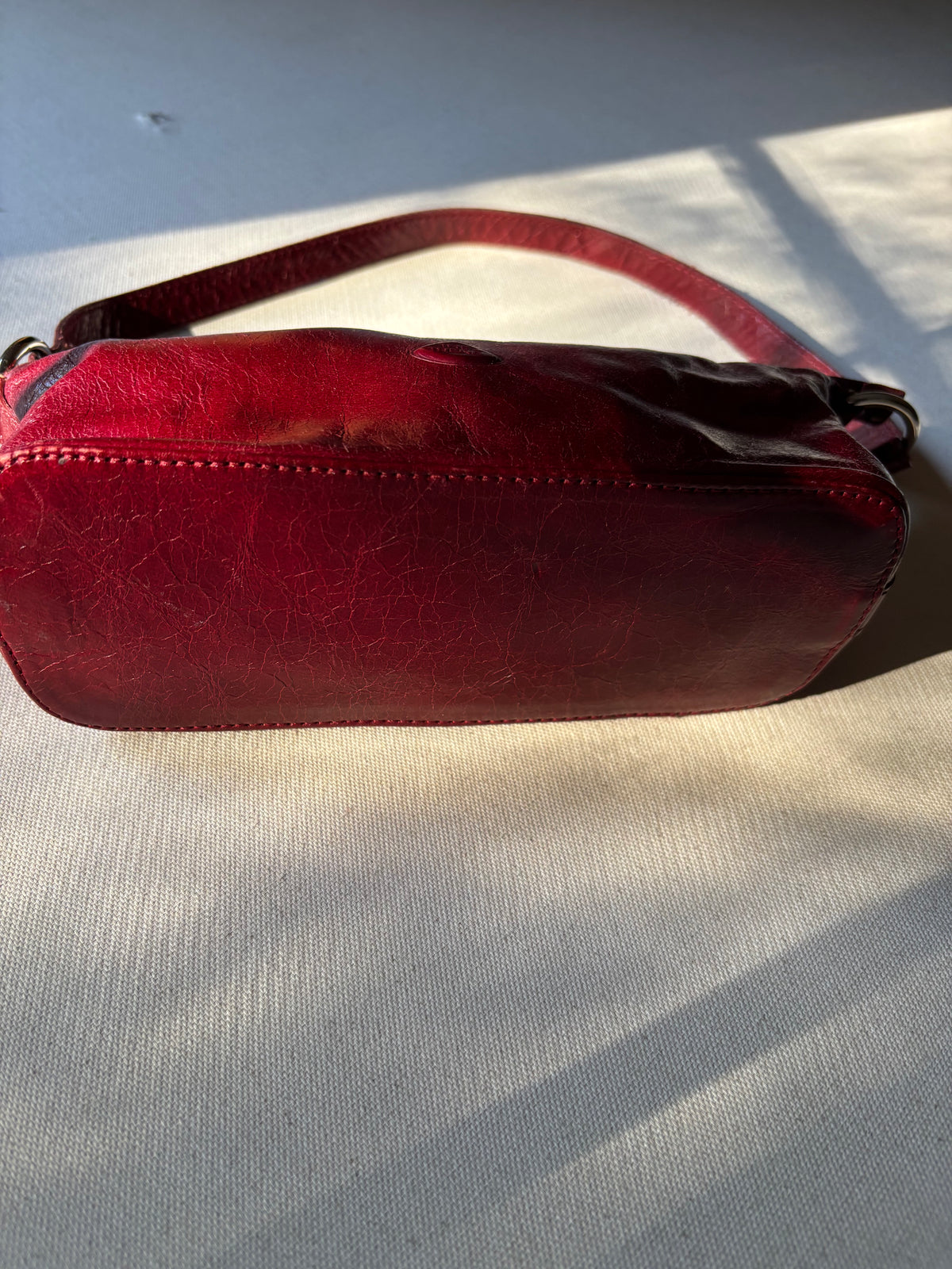 1990s Red Italian Leather Hand Bag