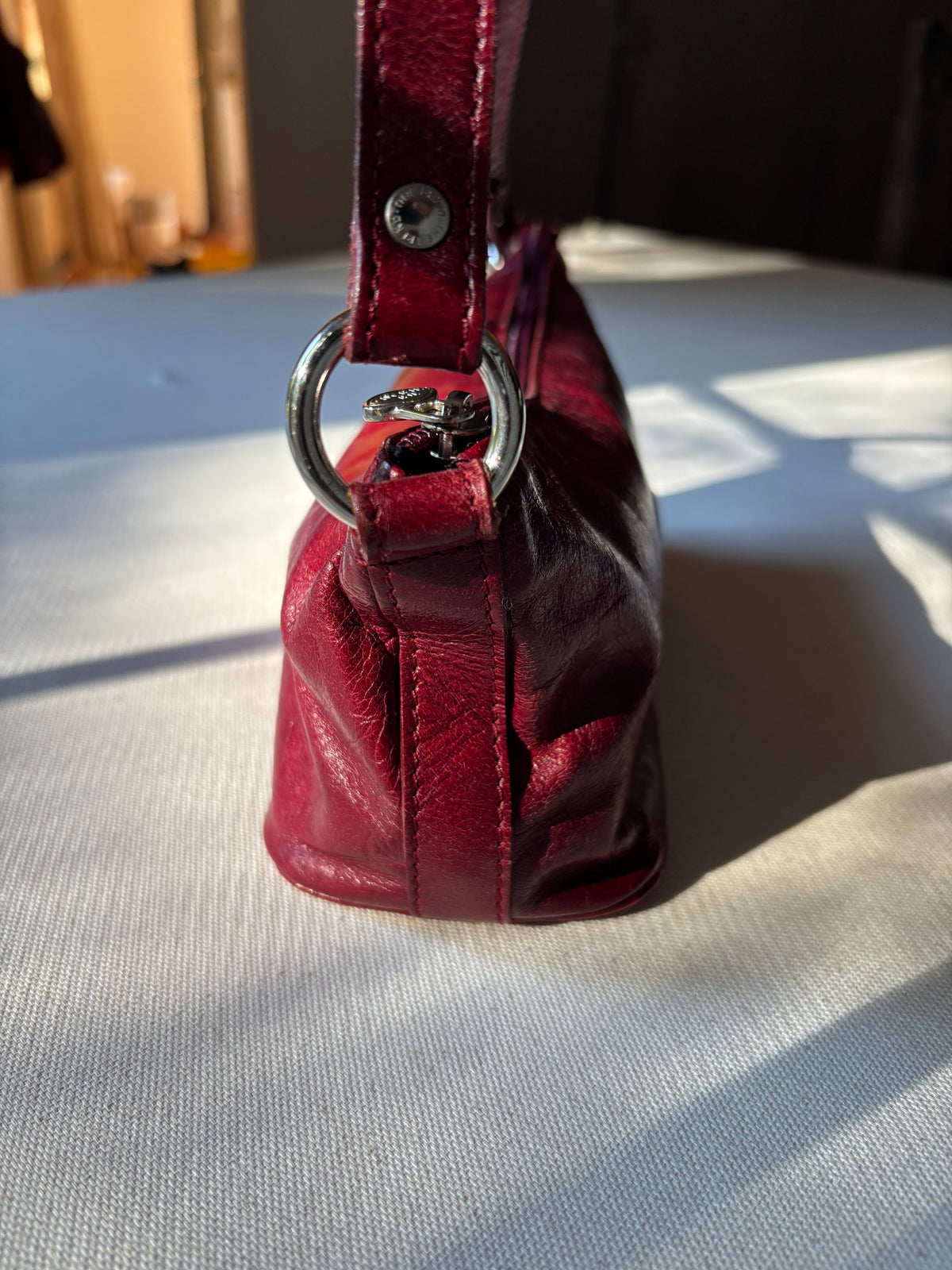 1990s Red Italian Leather Hand Bag