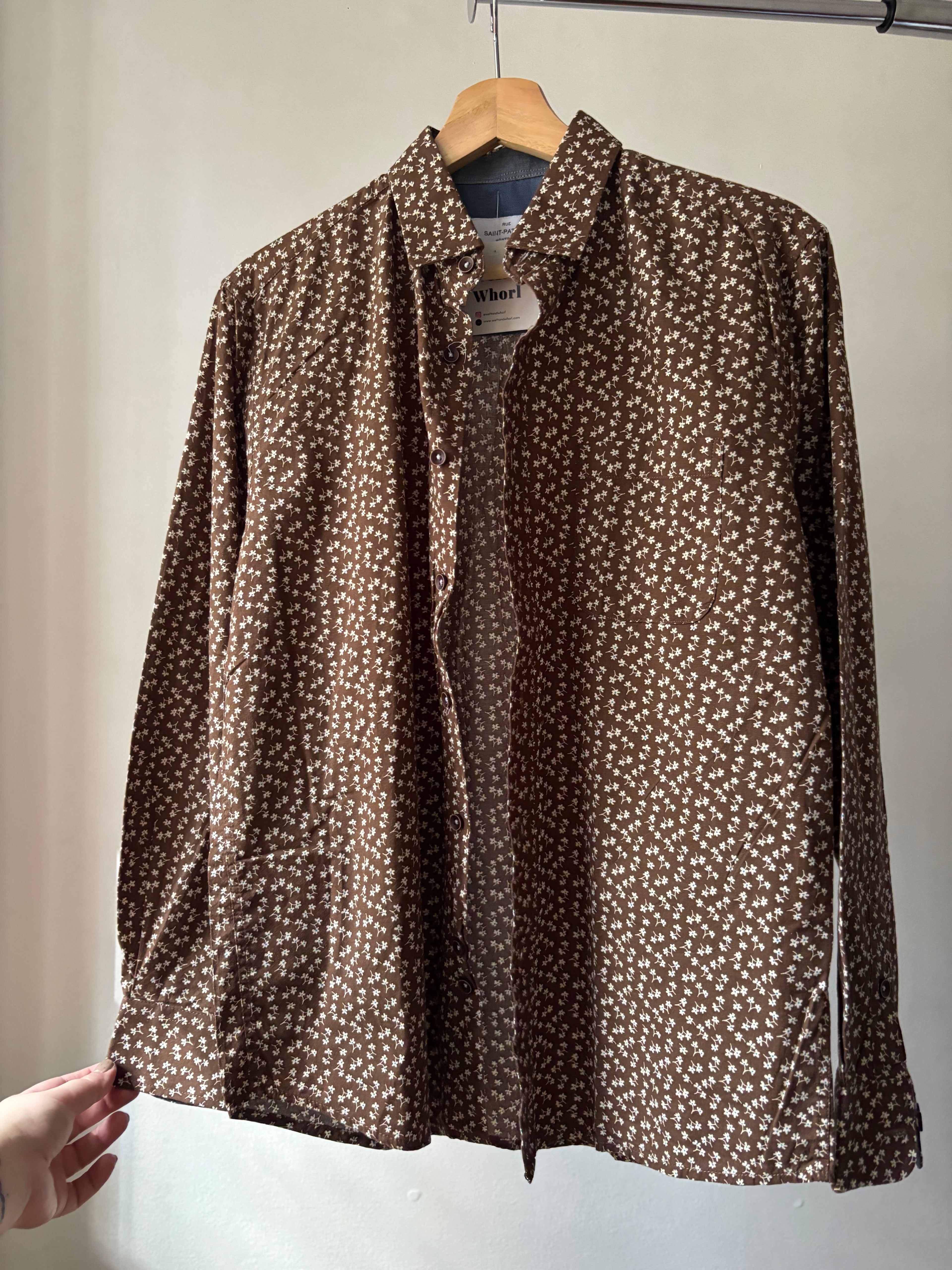 Y2K Soft Brown Cotton Shirt with Flowers