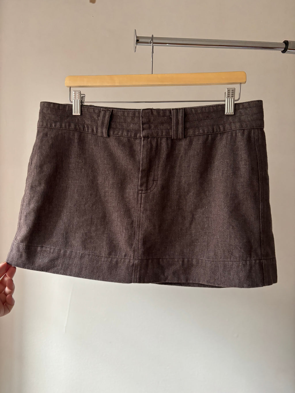 1990s Brown Hemp Mini Skirt | Medium
