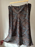 1990s Brown Paisley Maxi Slip Skirt | XL-XXL