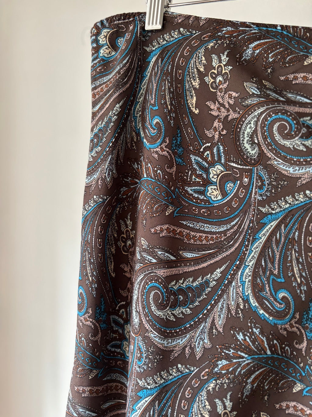 1990s Brown Paisley Maxi Slip Skirt | XL-XXL