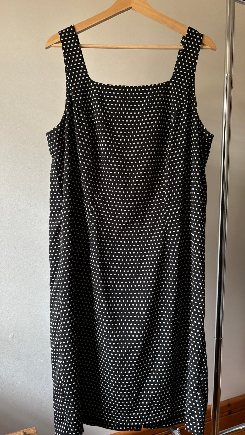 1990s Square Neck Polka Dot Dress