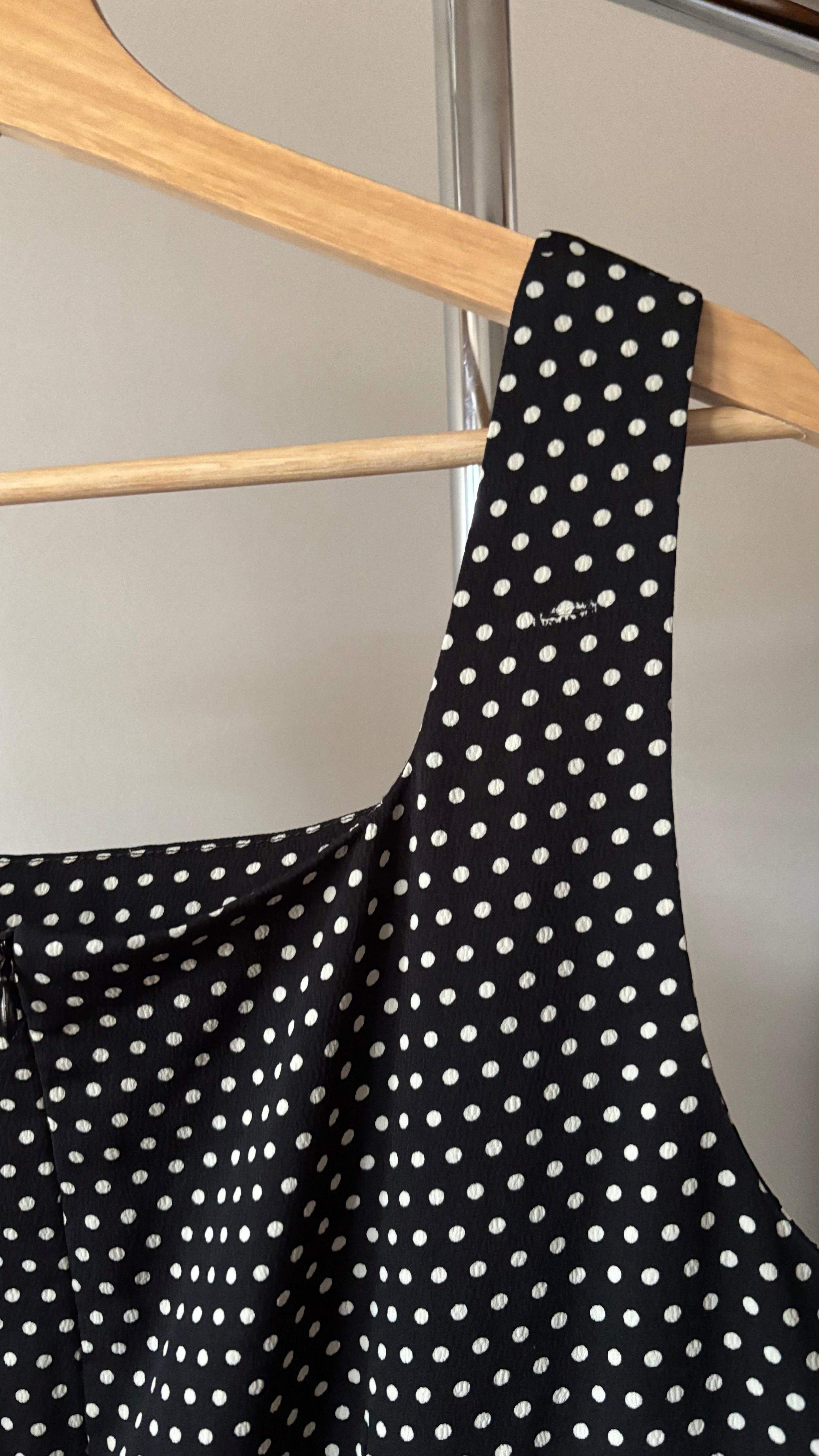 1990s Square Neck Polka Dot Dress
