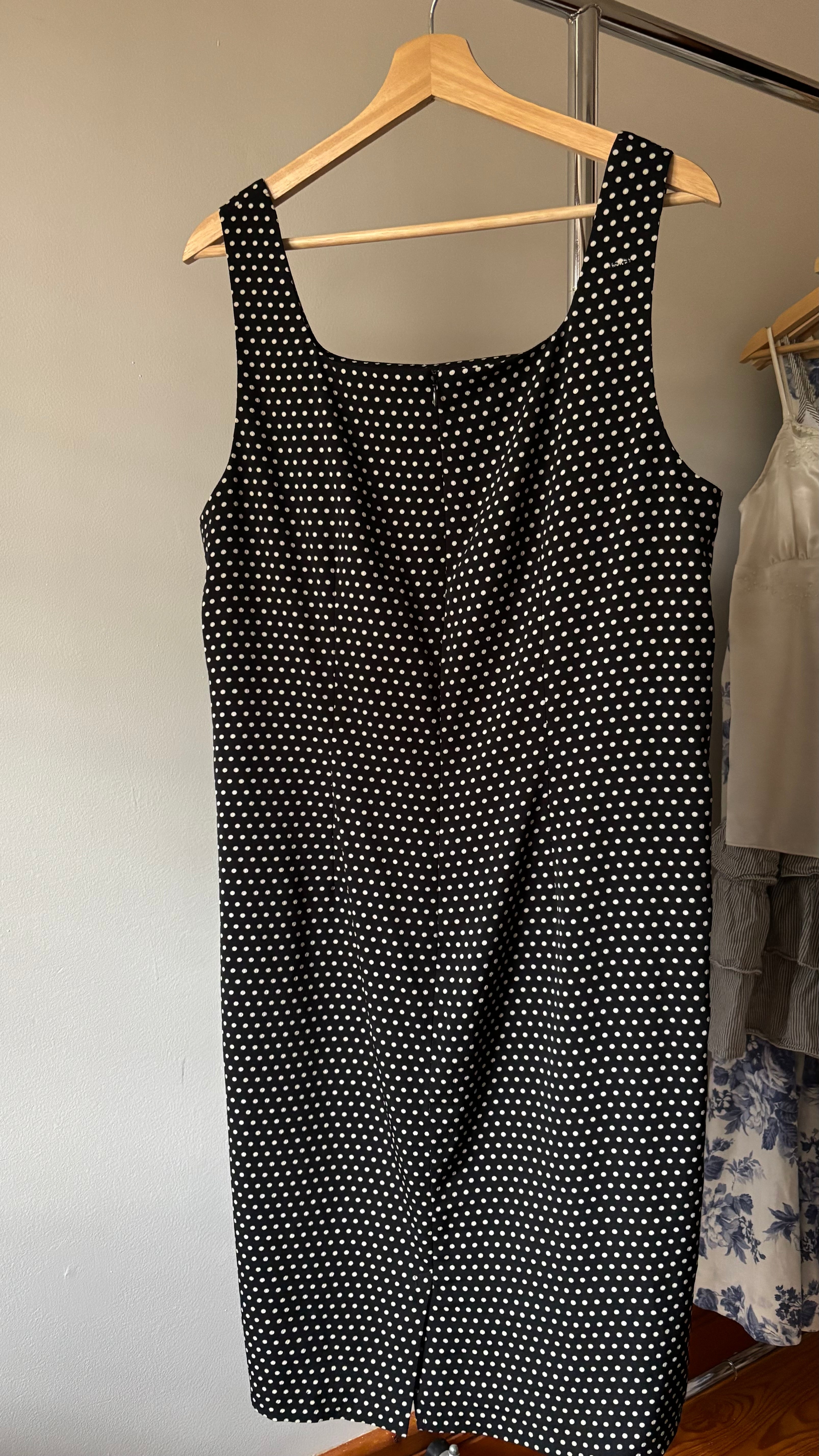 1990s Square Neck Polka Dot Dress