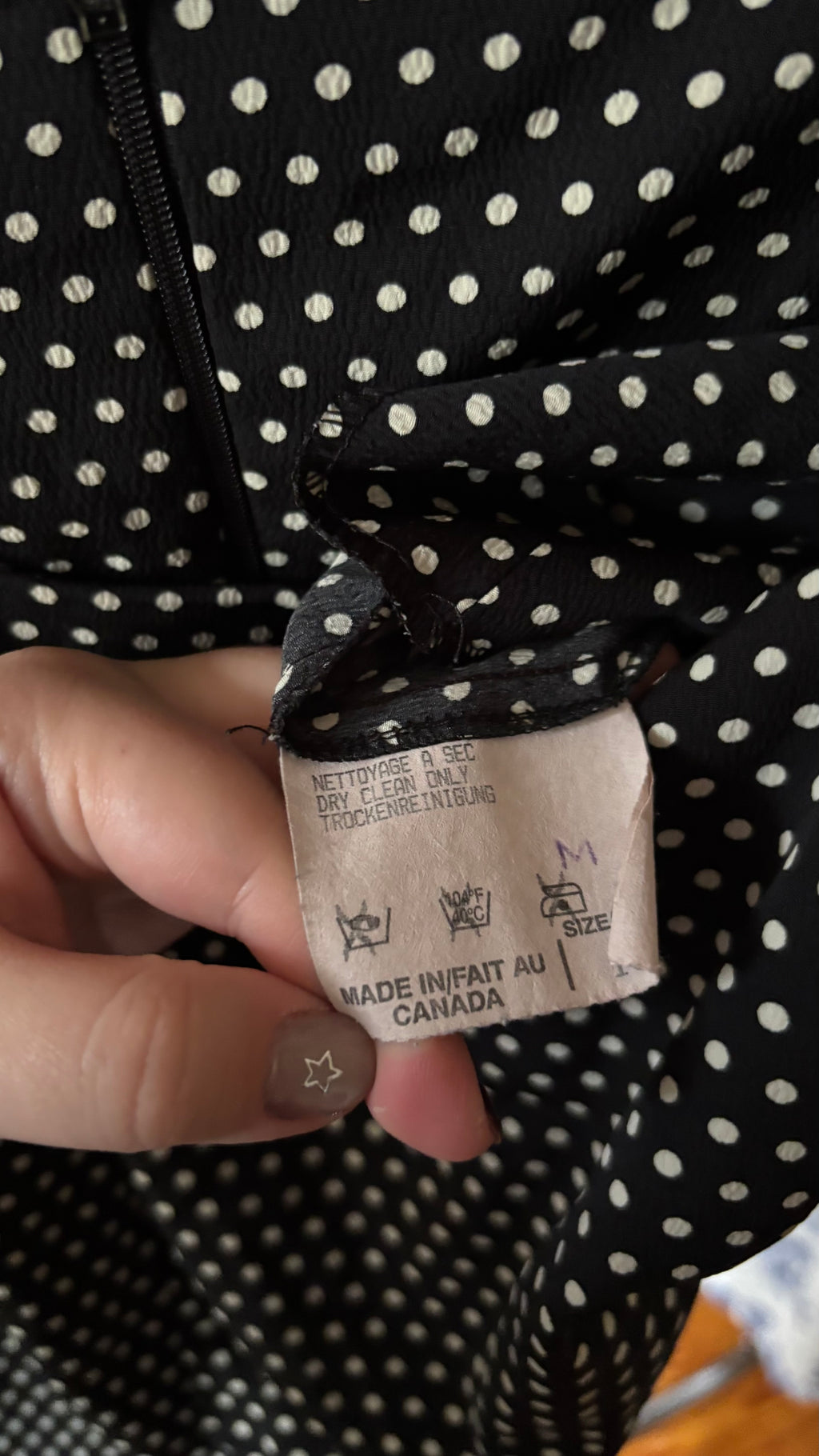 1990s Square Neck Polka Dot Dress