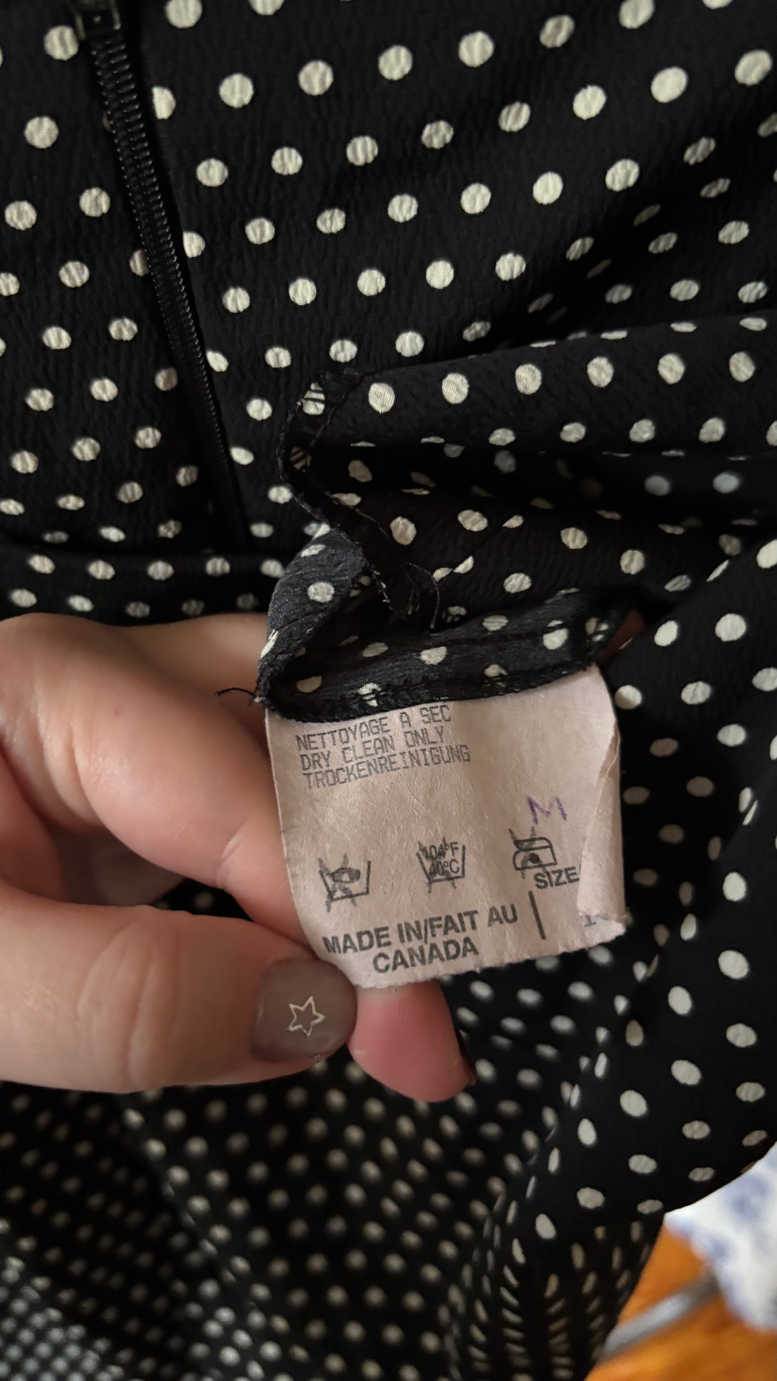 1990s Square Neck Polka Dot Dress