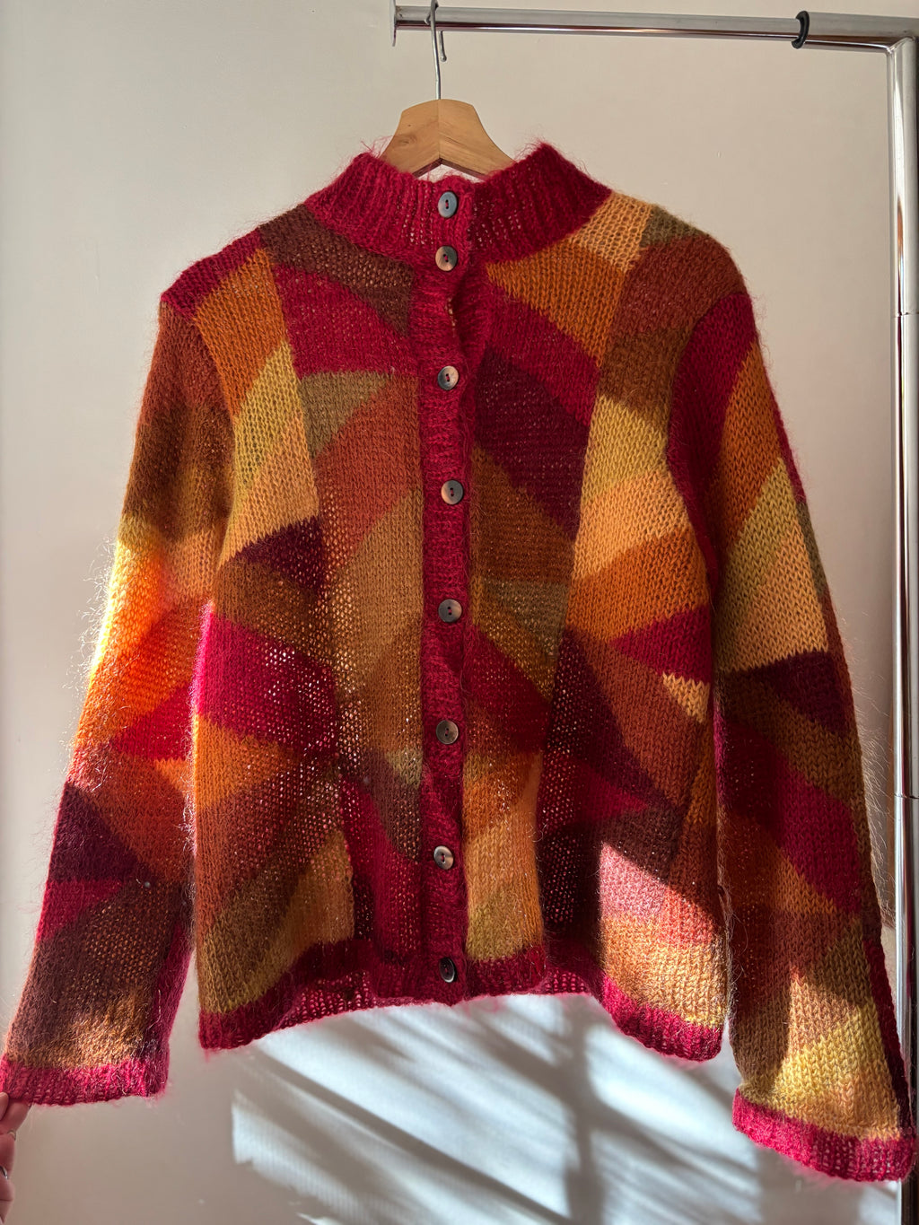 1990s Autumnal Coloured Mohair Cardigan