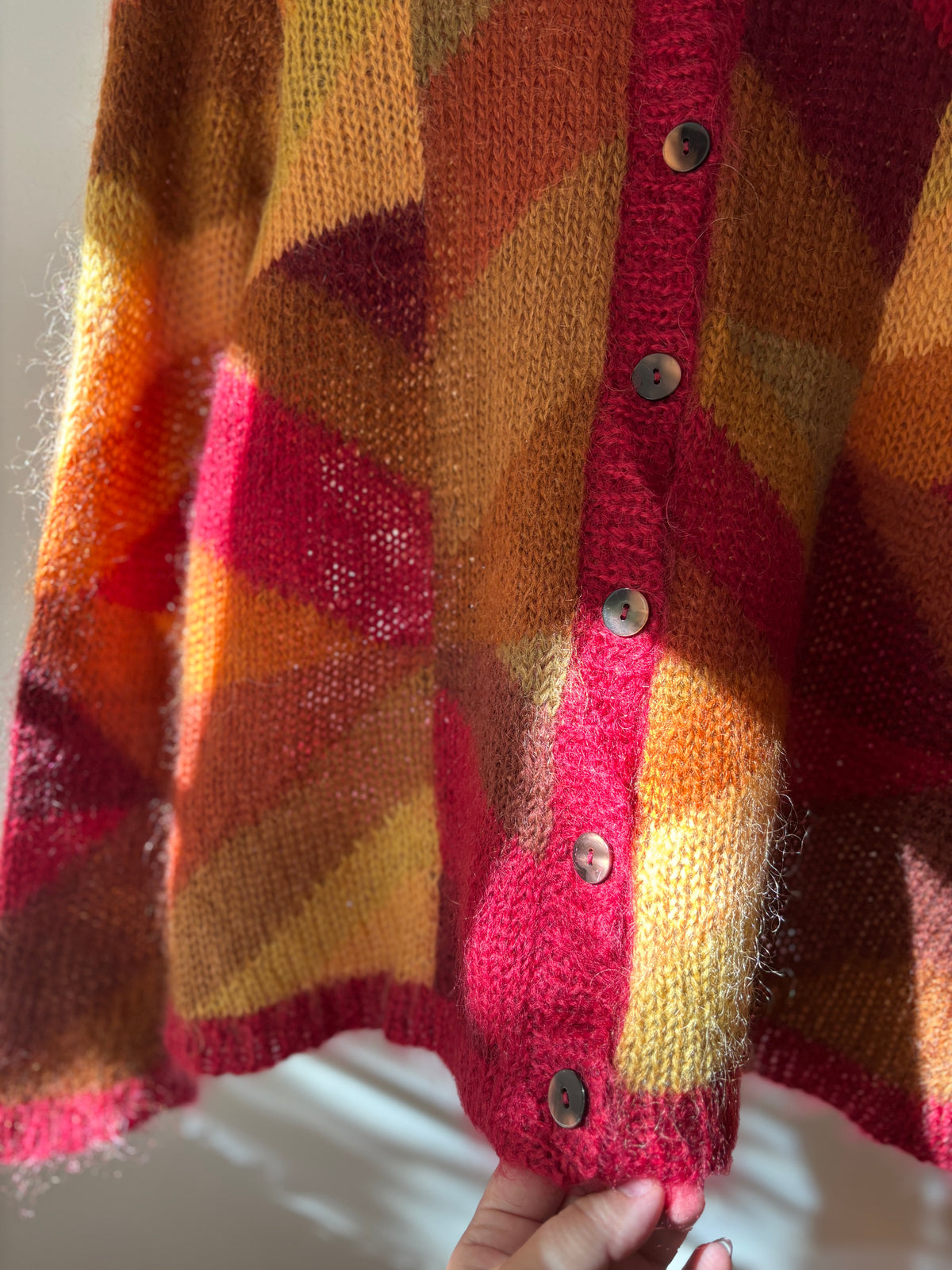 1990s Autumnal Coloured Mohair Cardigan