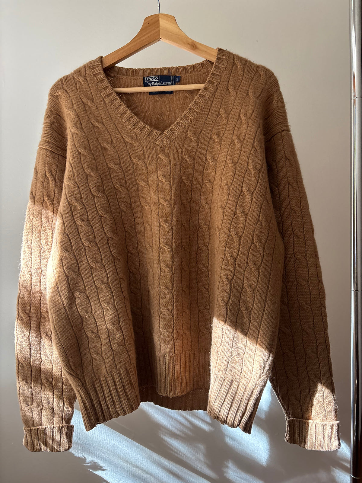 1990s Plush Ralph Lauren Camelhair Cable knit Vintage Sweater