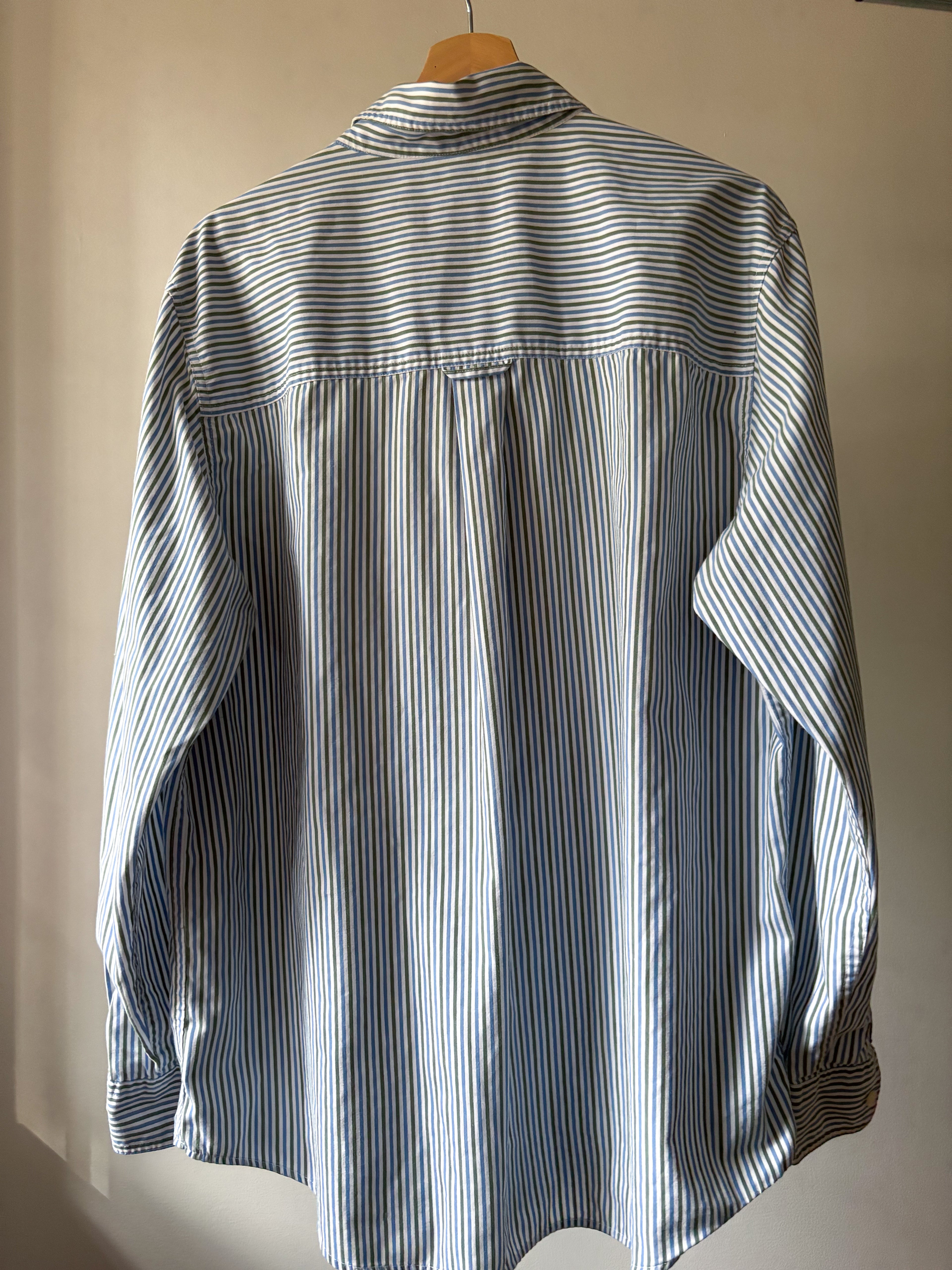 Y2K Light Striped Shirt with Embroidered Yellow Bows