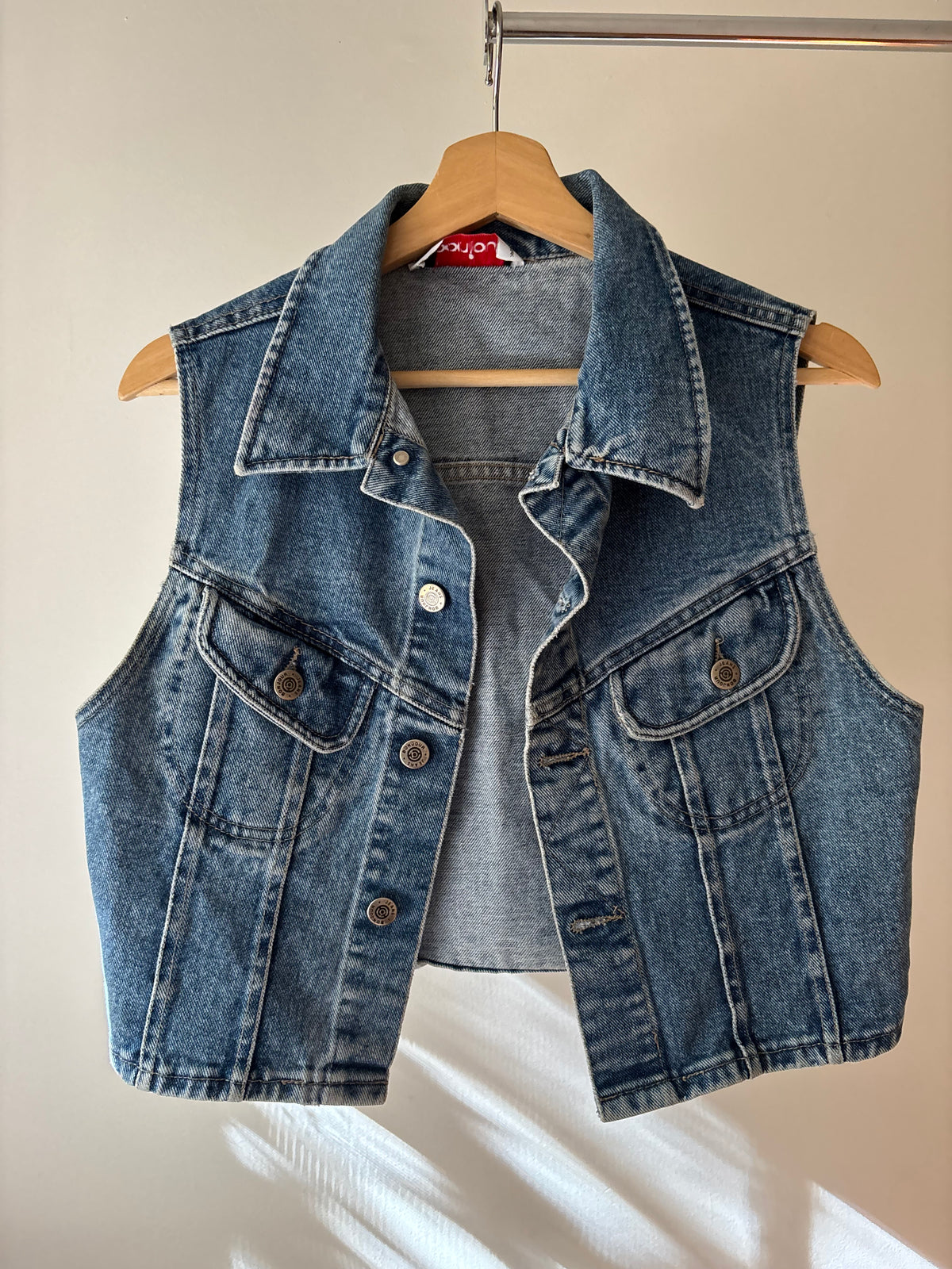 1990s Cropped Denim Vest