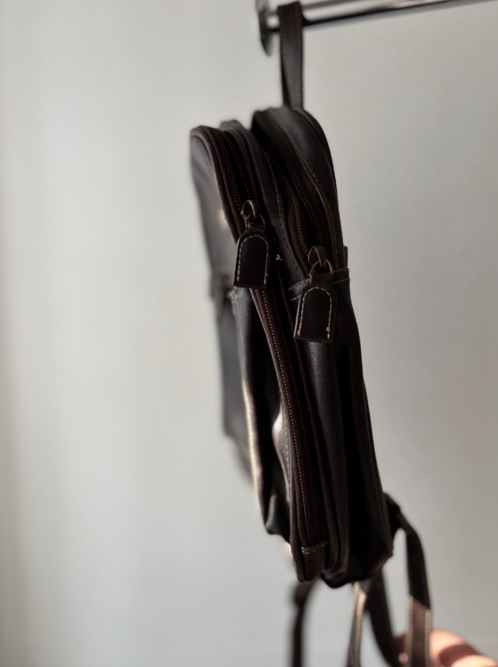 1990s Leather Mini Backpack | Vintage Brown Nevada Purse